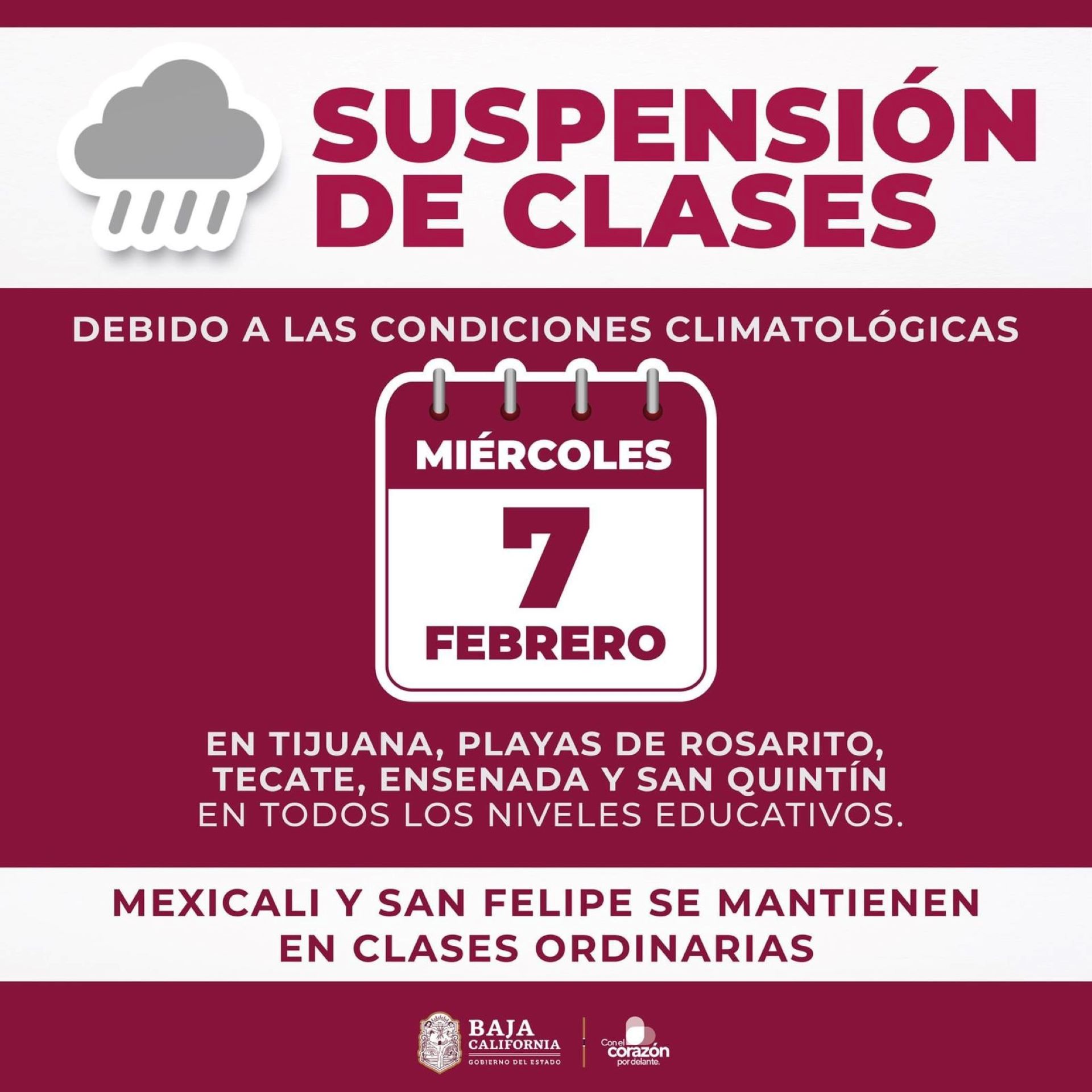 Continua Suspensi N De Clases Este Mi Rcoles De Febrero En Todos Los