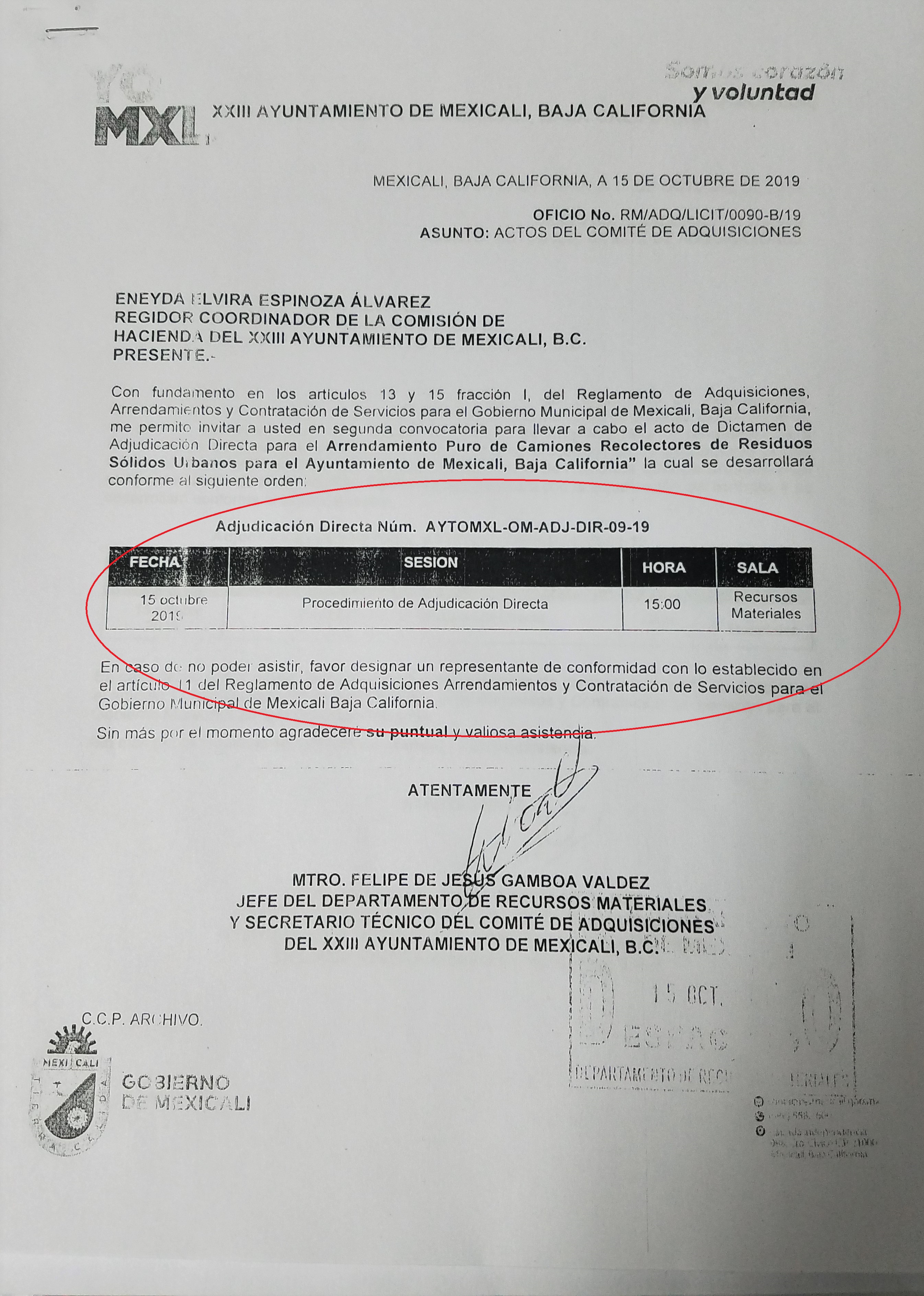 Entregó Ayuntamiento de Mexicali contrato por adjudicación directa por más de 10 MDP para la renta de camiones de basura