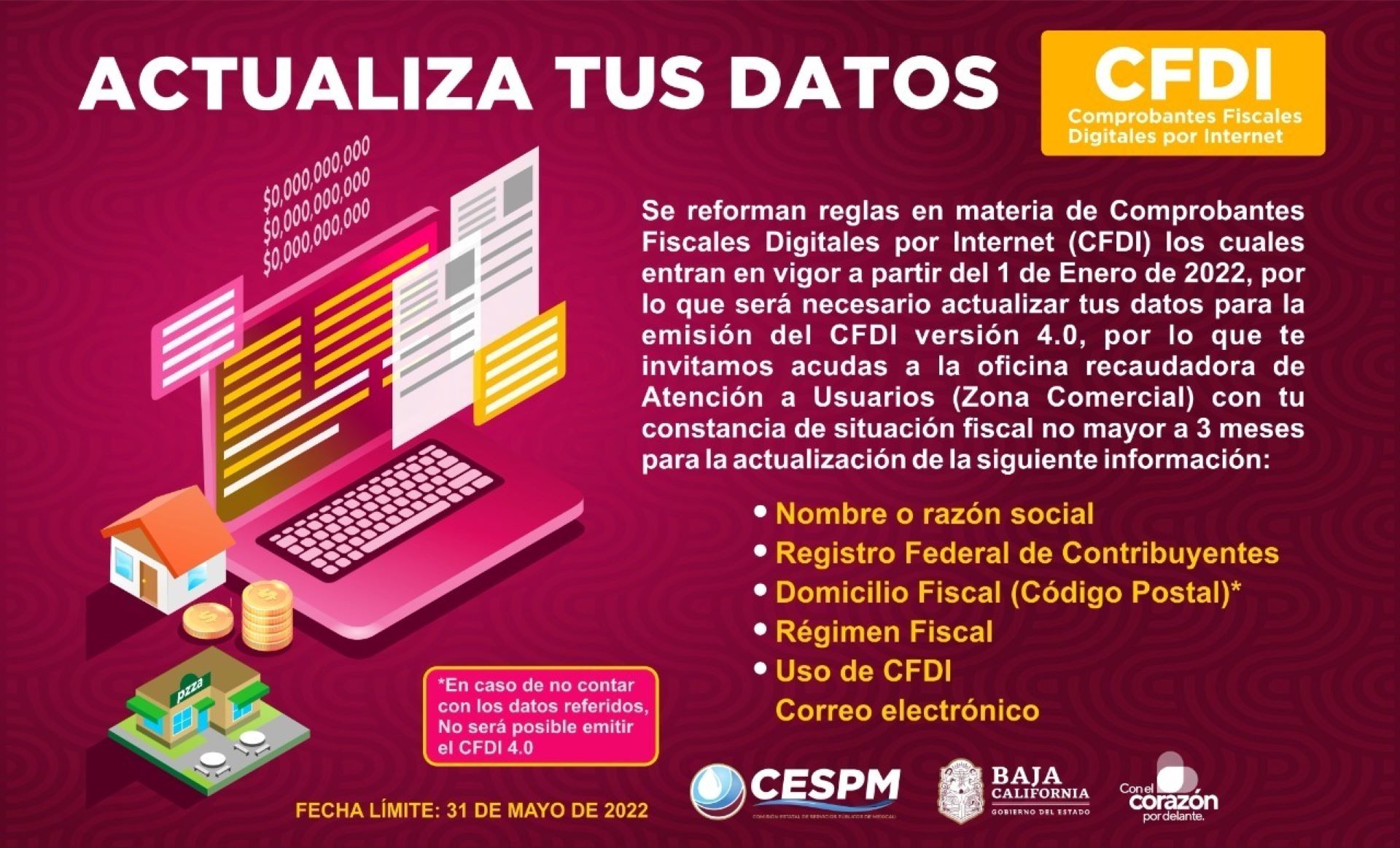 Invita CESPM a actualizar datos fiscales