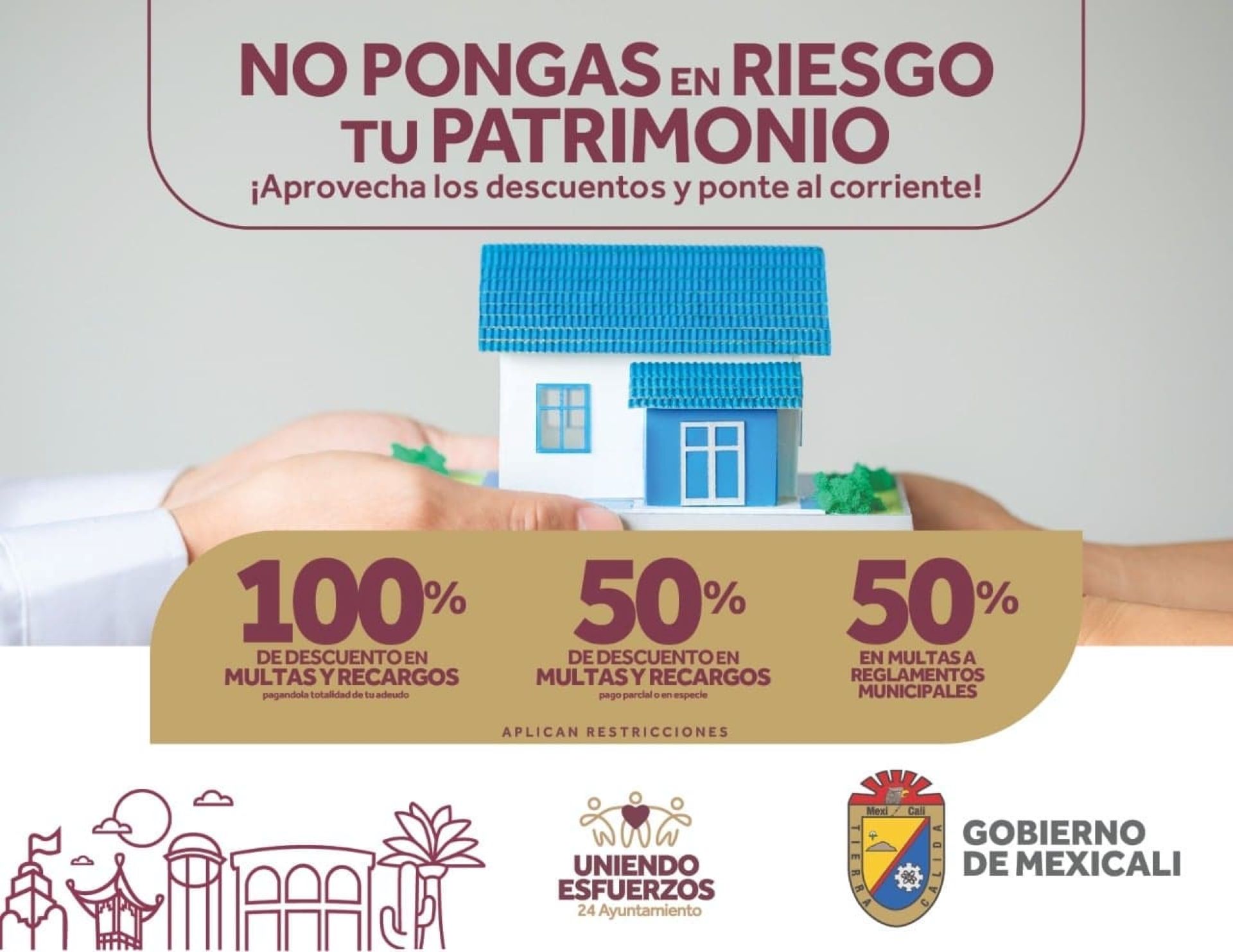 Continúa 100% de descuento en multas y recargos del predial