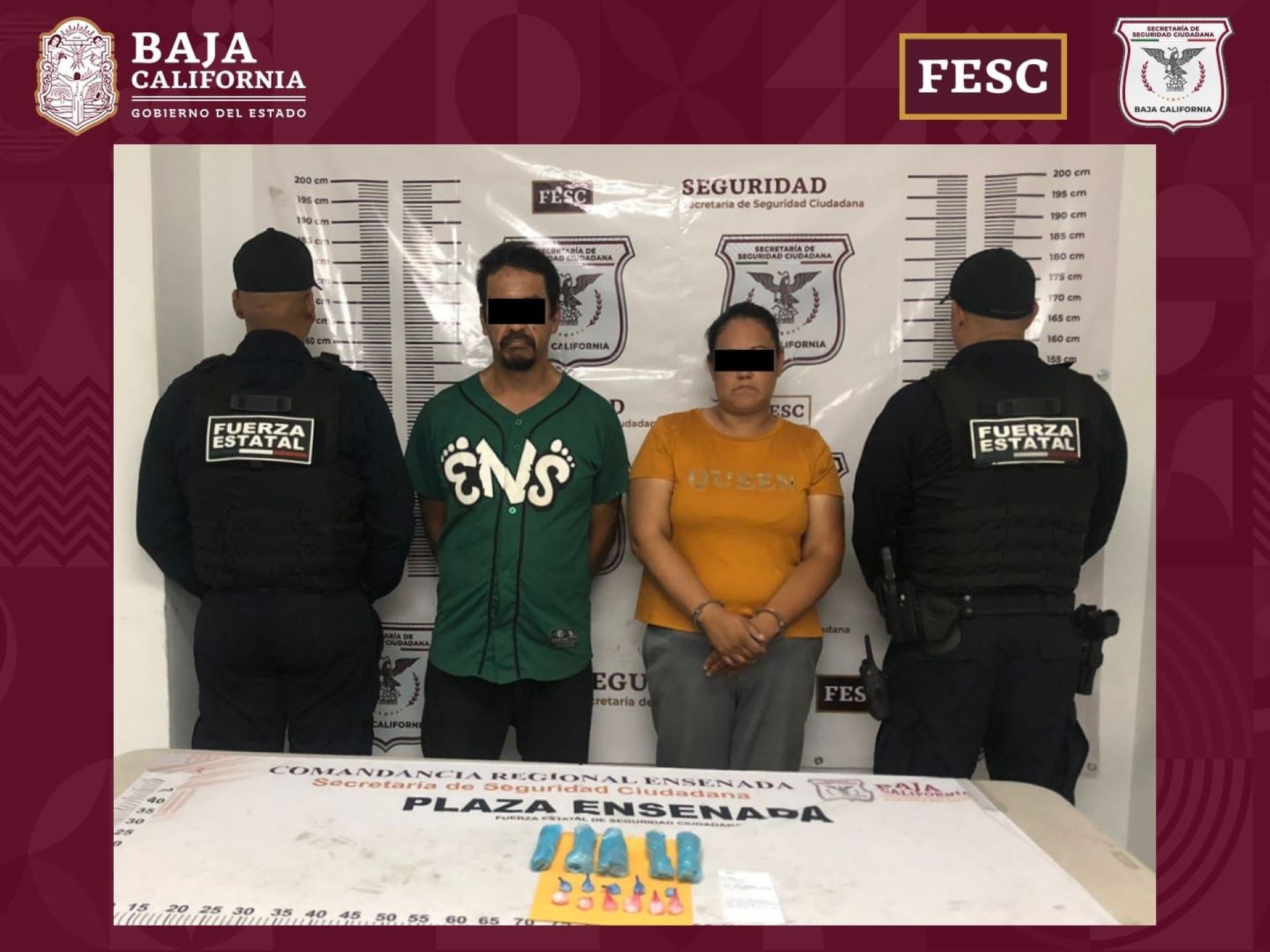 Detiene FESC a cuatro personas con metanfetamina y marihuana