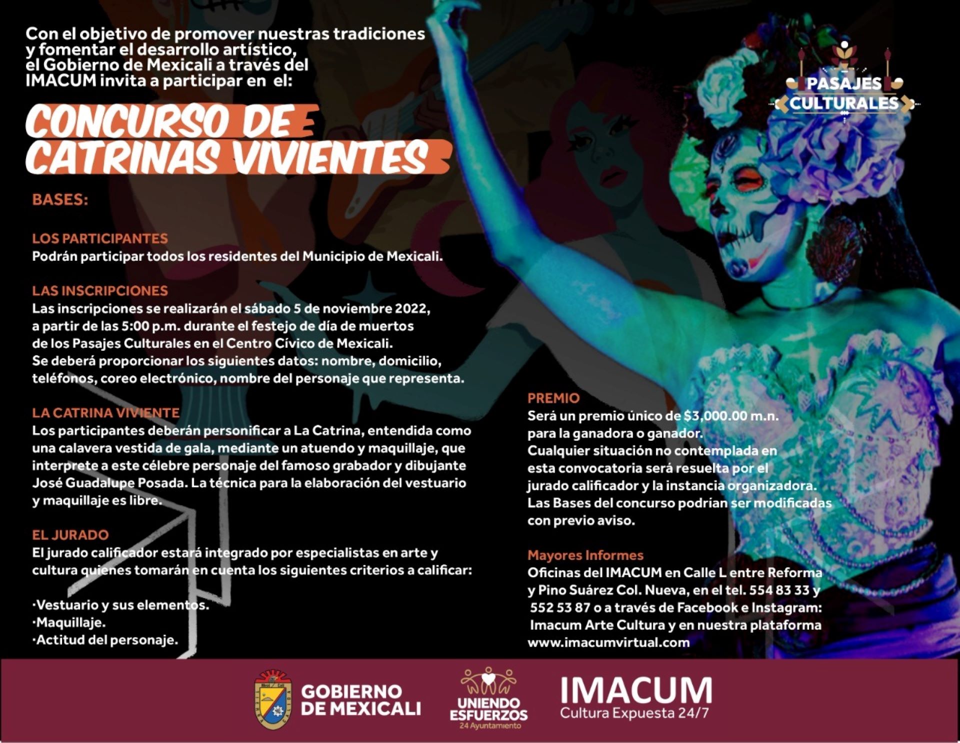 Invitan a mexicalenses a participar en el concurso de catrinas vivientes