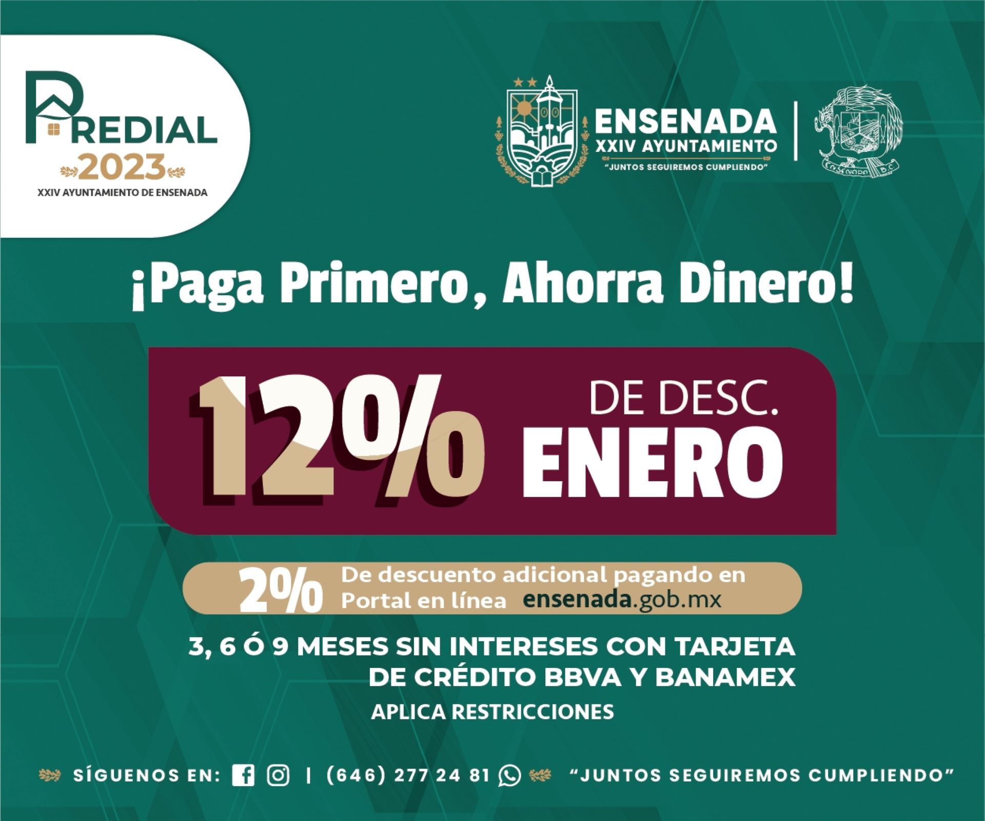 Por pronto pago hasta 14% de descuento en predial: Gobierno de Ensenada