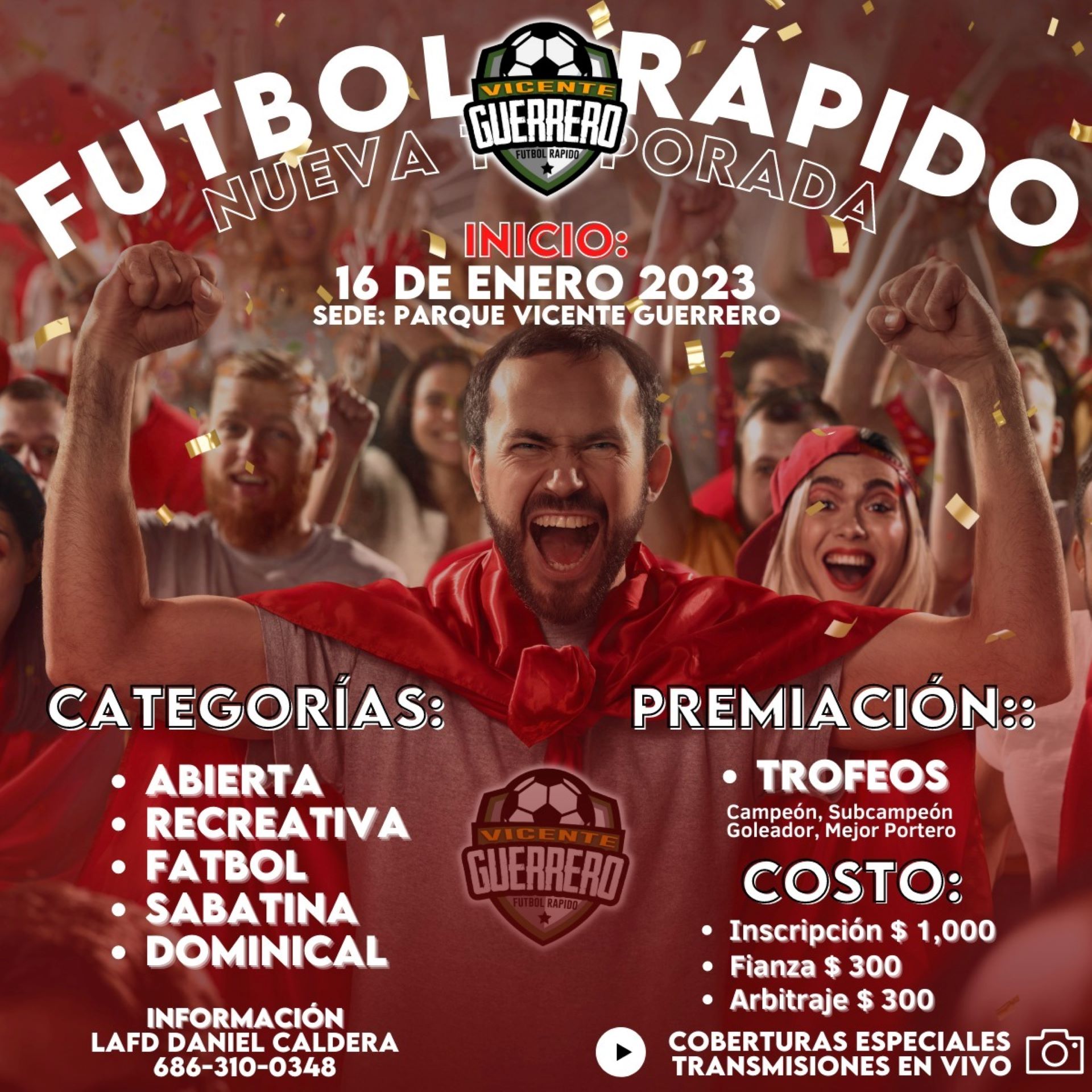 Invitan a participar al torneo de fútbol rápido en el parque Vicente Guerrero