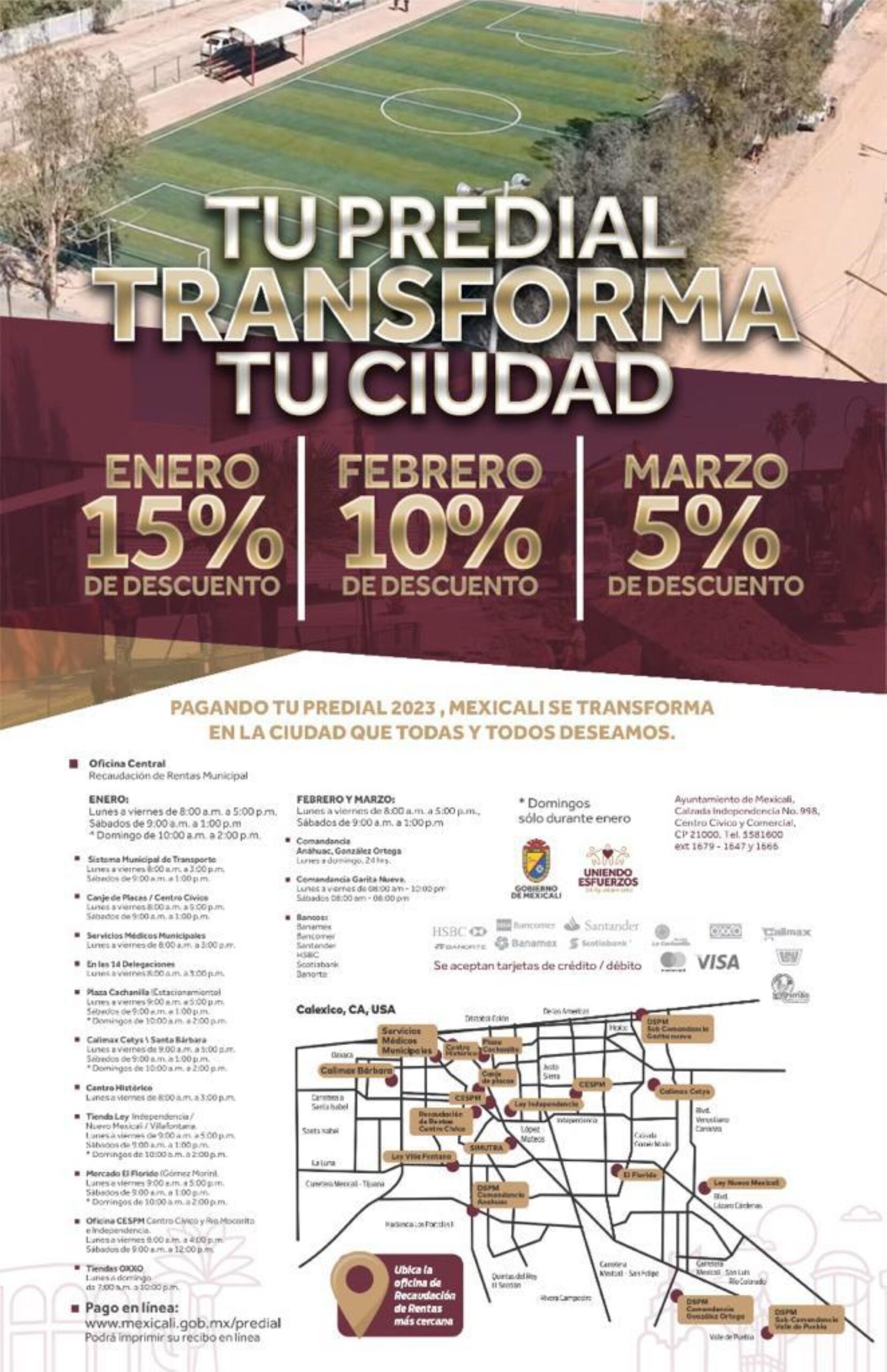 Llaman a mexicalenses a aprovechar los últimos días del 15% de descuento en el pago del predial