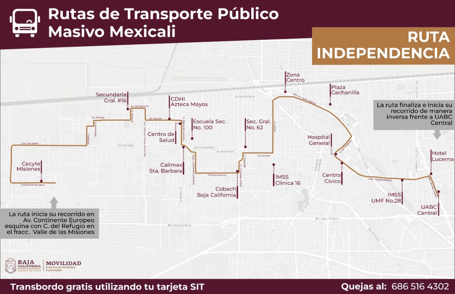 Modifica IMOS Mexicali la ruta Independencia a favor de las comunidades periféricas