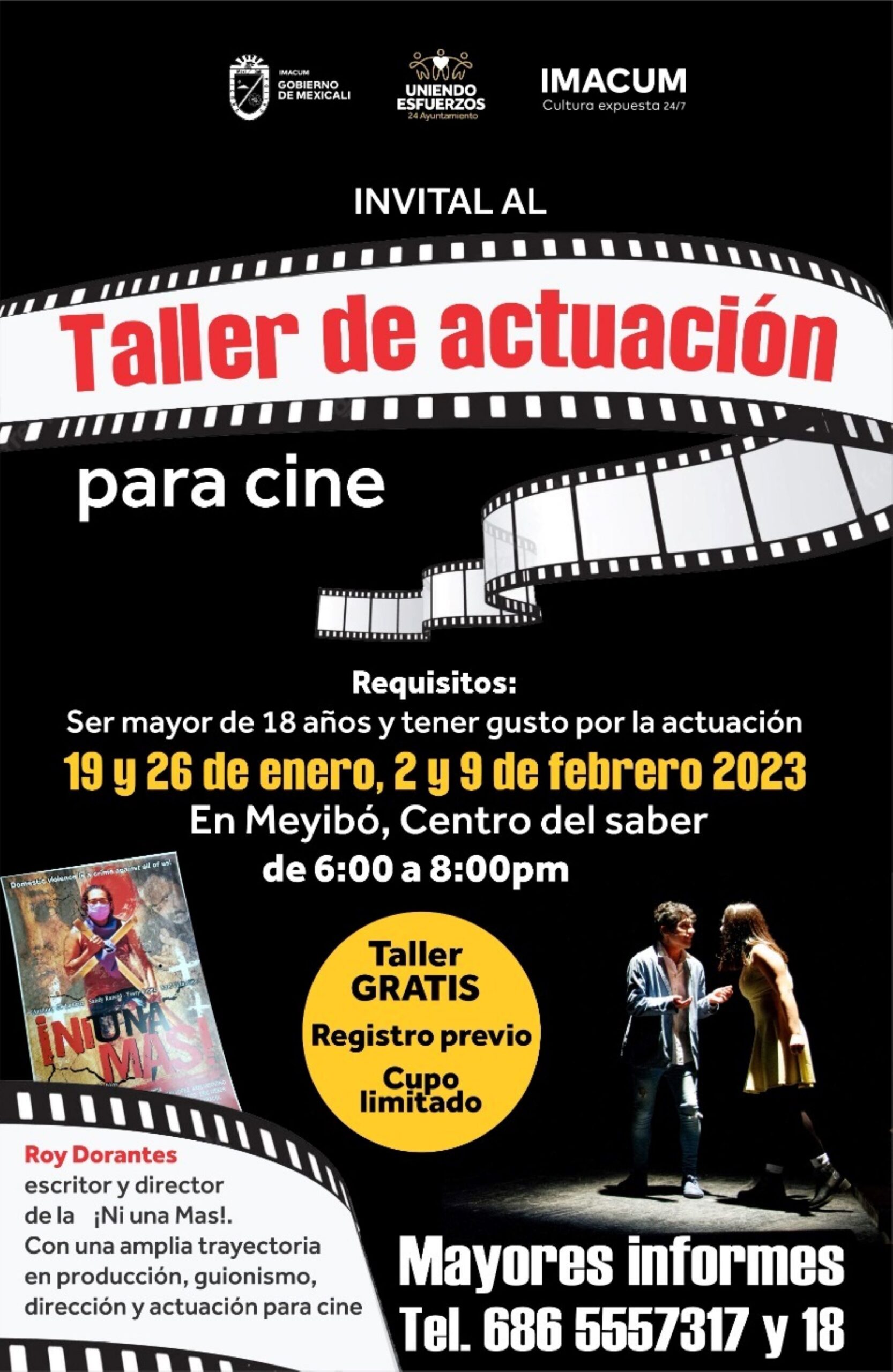 Invita Imacum al taller gratuito de actuación para cine