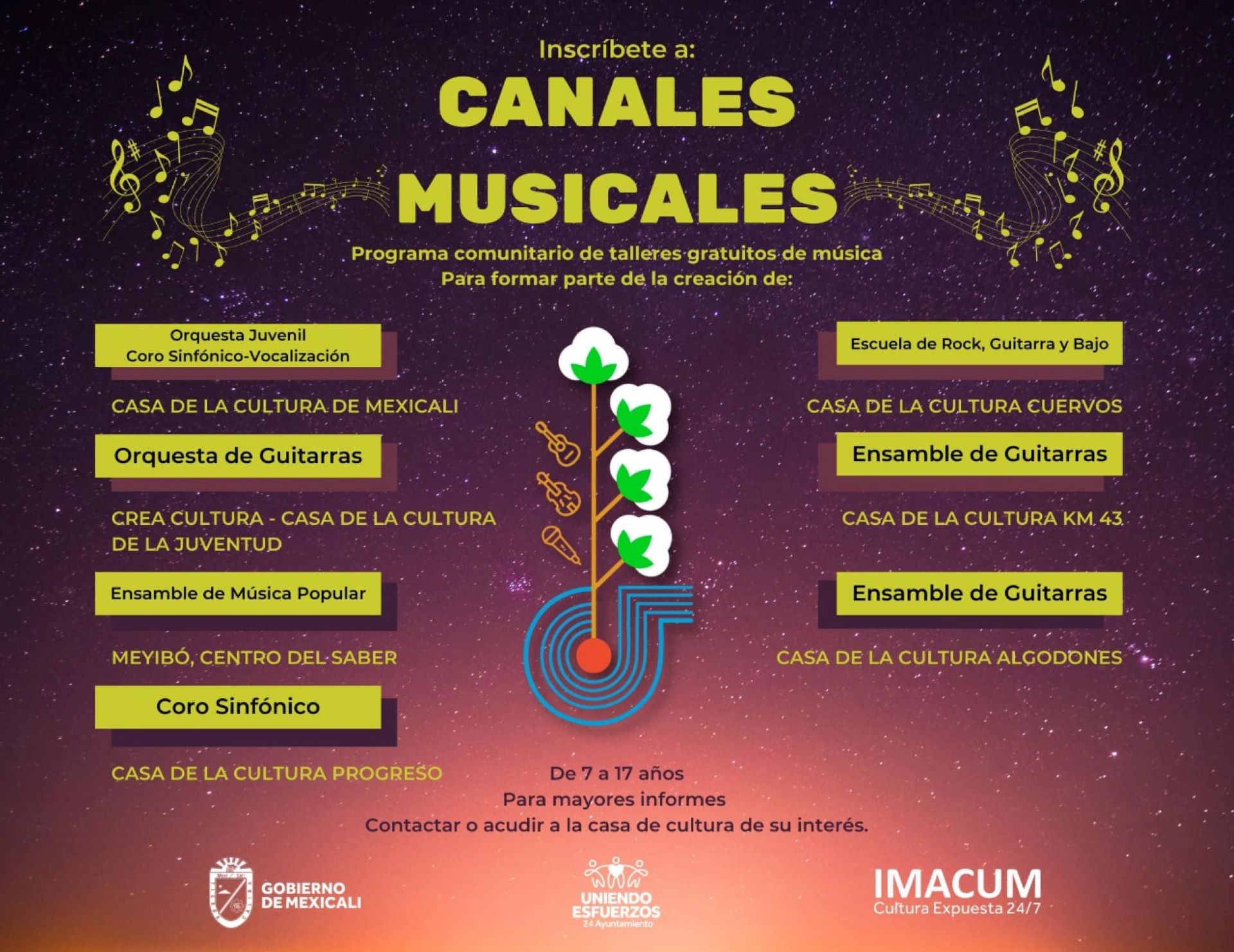 Ofrece gobierno de Mexicali talleres gratuitos de música para formar orquestas y ensambles