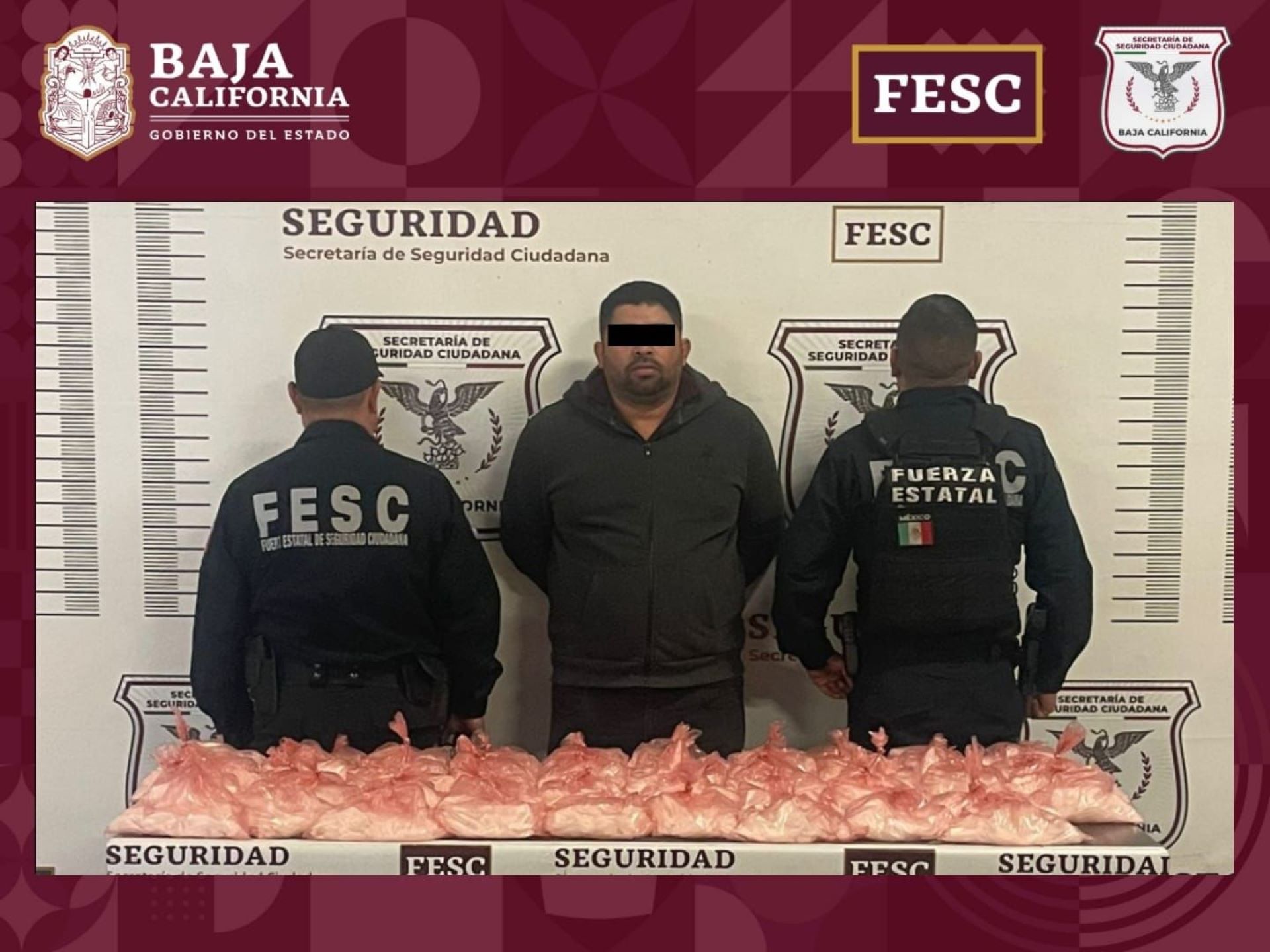 Detiene Fuerza Estatal a hombre con 22 kilos de metanfetamina en Tijuana