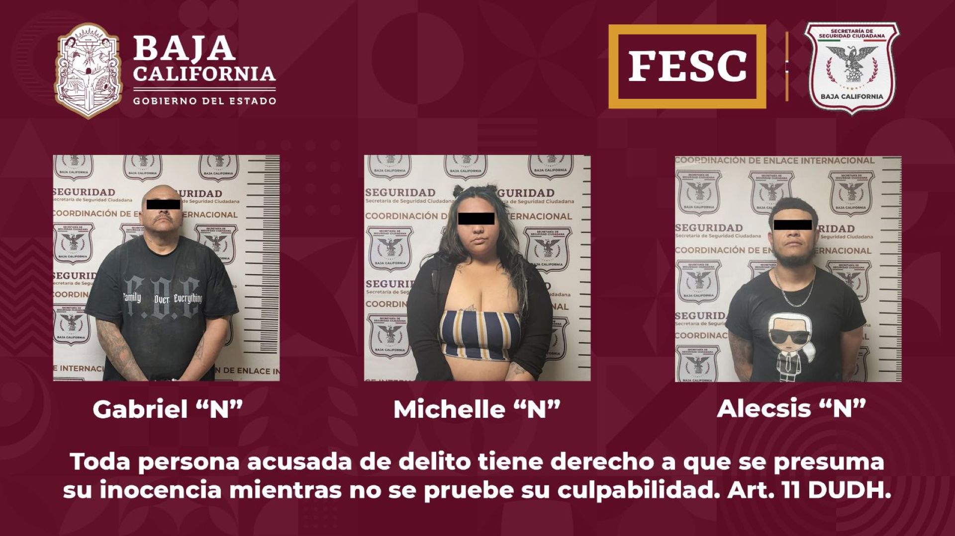 Aprehende Fuerza Estatal a tres personas requeridas por autoridades norteamericanas