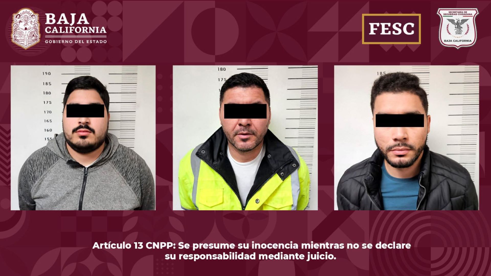 Detiene FESC a tres generadores de violencia en la entidad que operaban en Mexicali