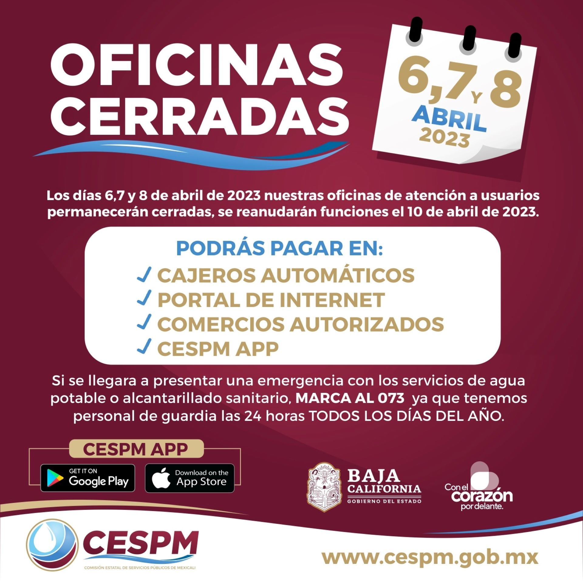 Presenta CESPM opciones para realizar trámites en días de asueto por Semana Santa