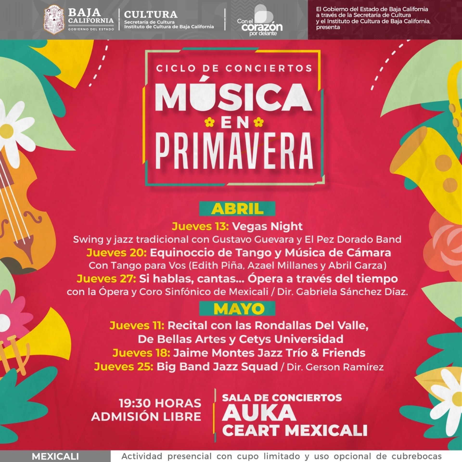 Invita Secretaría de Cultura a disfrutar durante abril y mayo de “Música en Primavera”