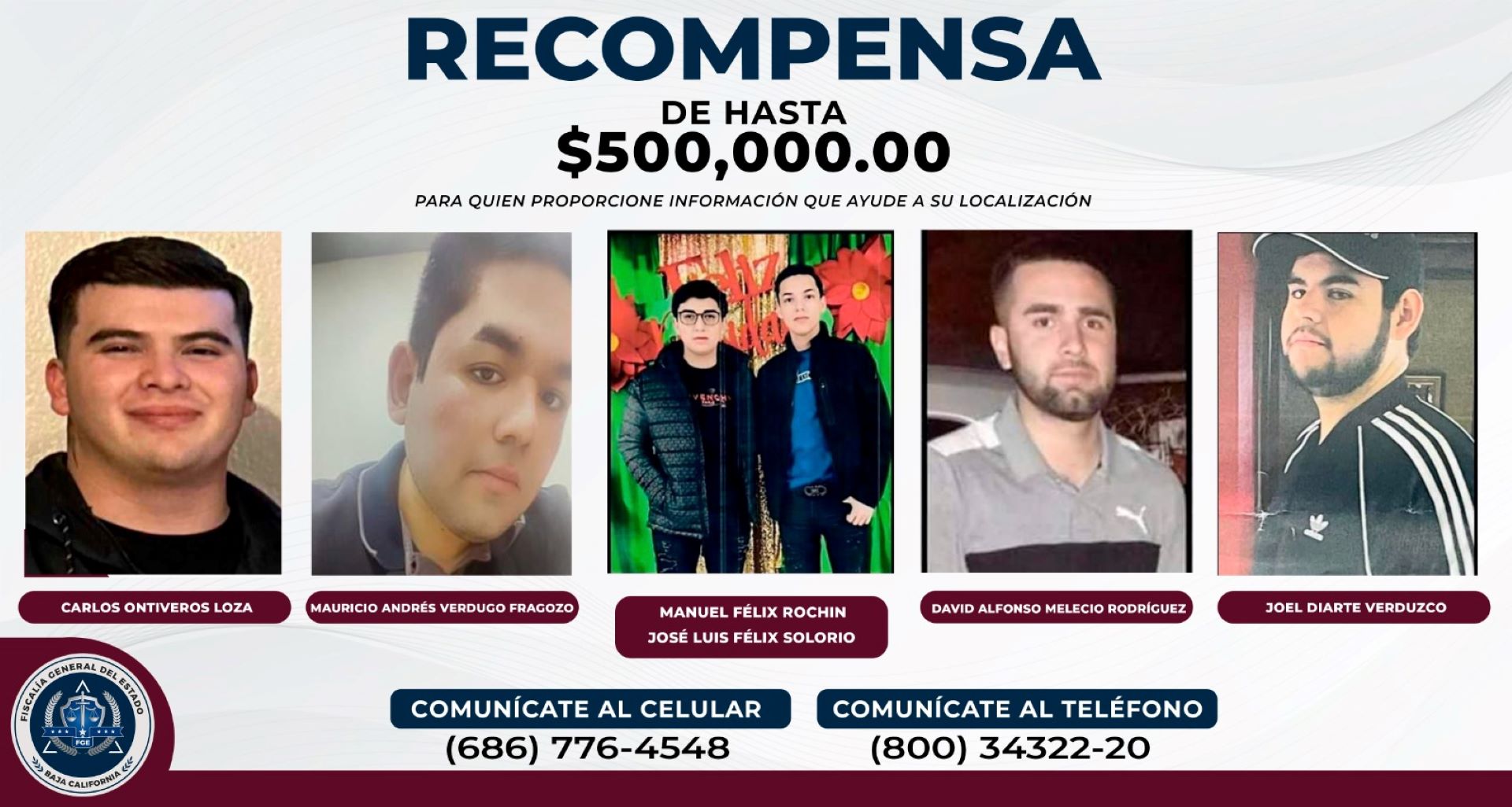 Ofrece FGE de Baja California recompensa de hasta 3MDP a personas que brinden información por jóvenes desaparecidos en el Bar Shots de Mexicali