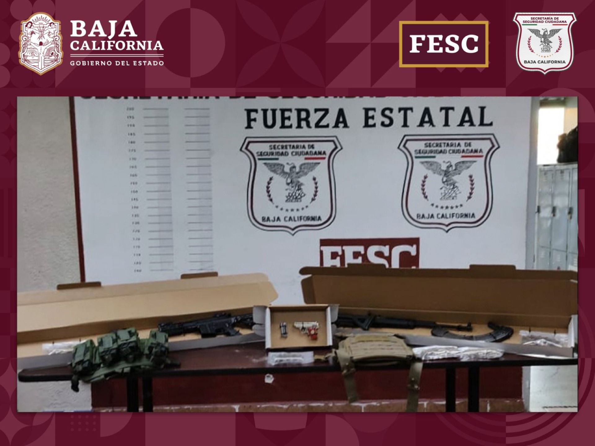 Asegura Fuerza Estatal armas, cartuchos y cargadores en Mexicali