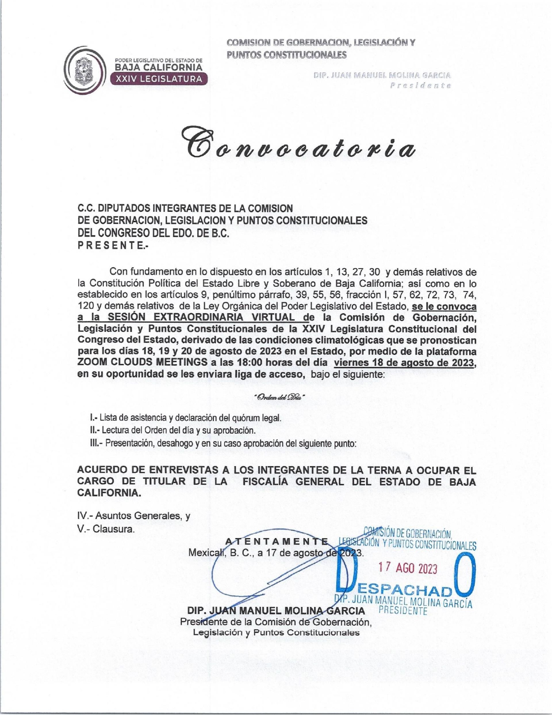 Sesionará hoy Comisión de Gobernación para establecer rol de entrevista de aspirantes a Fiscalía