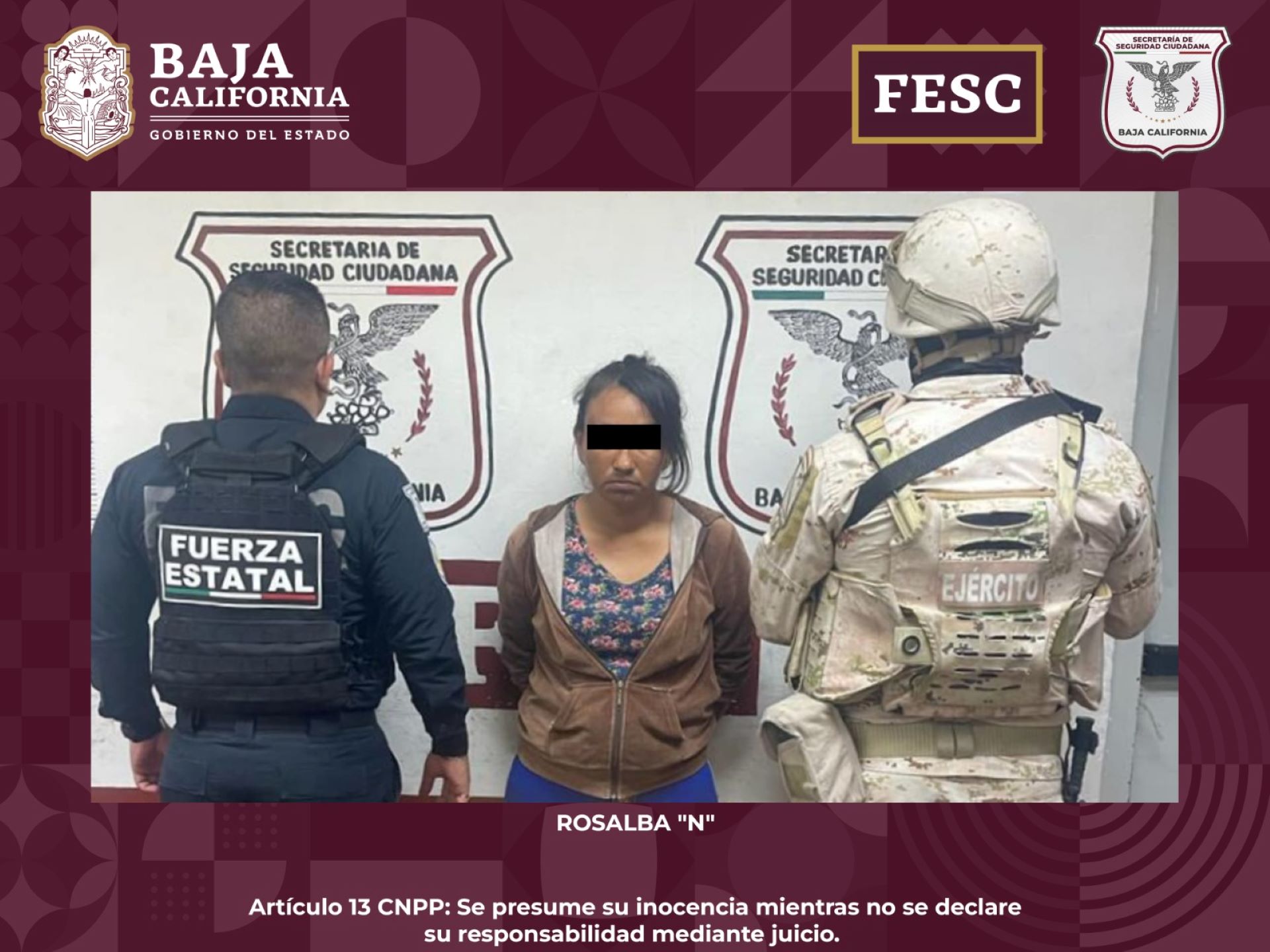 Arresta FESC y Sedena a mujer en posesión de drogas y frecuencia policíaca