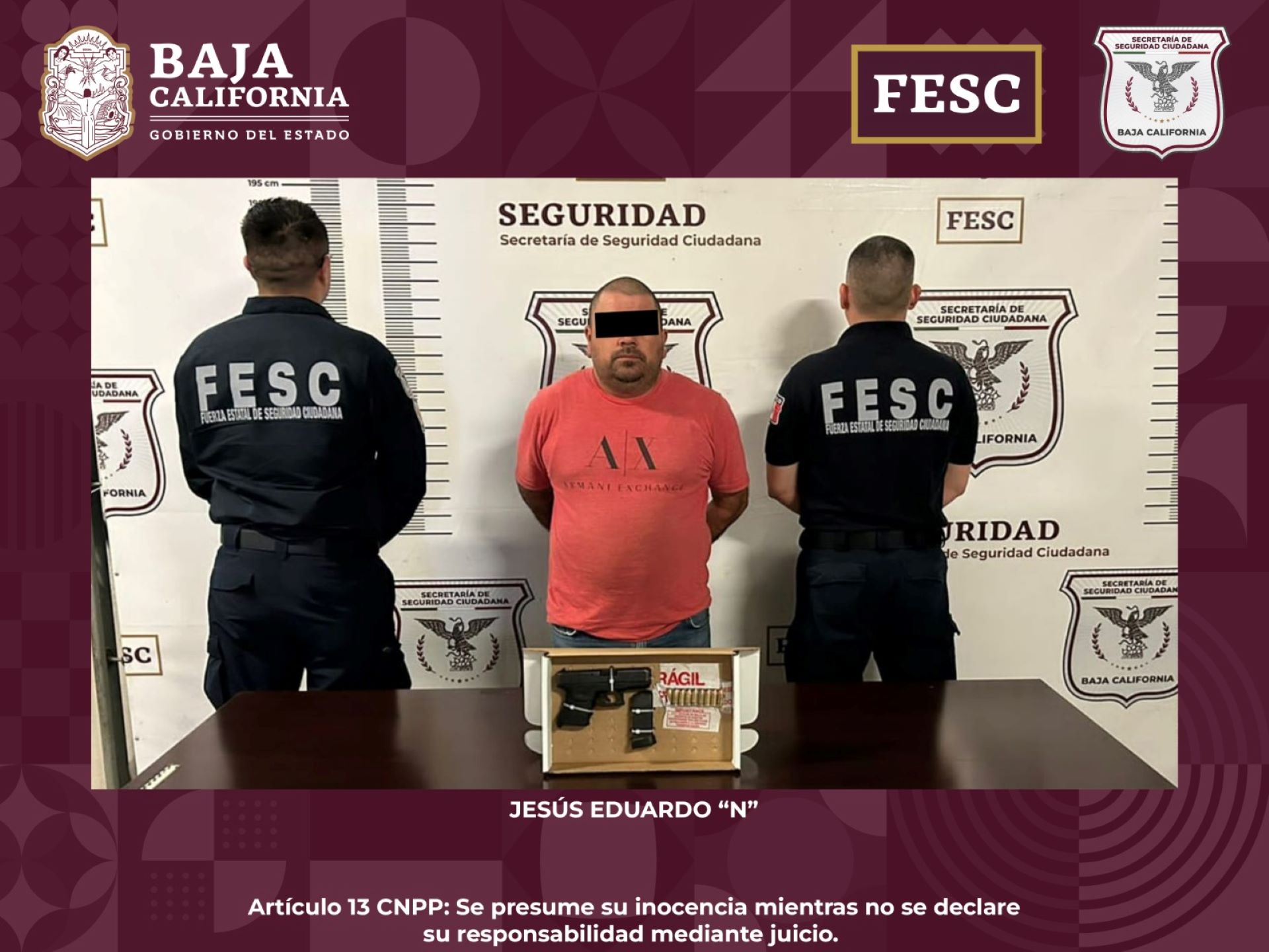 Detiene FESC a dos hombres armados en Mexicali y Tijuana