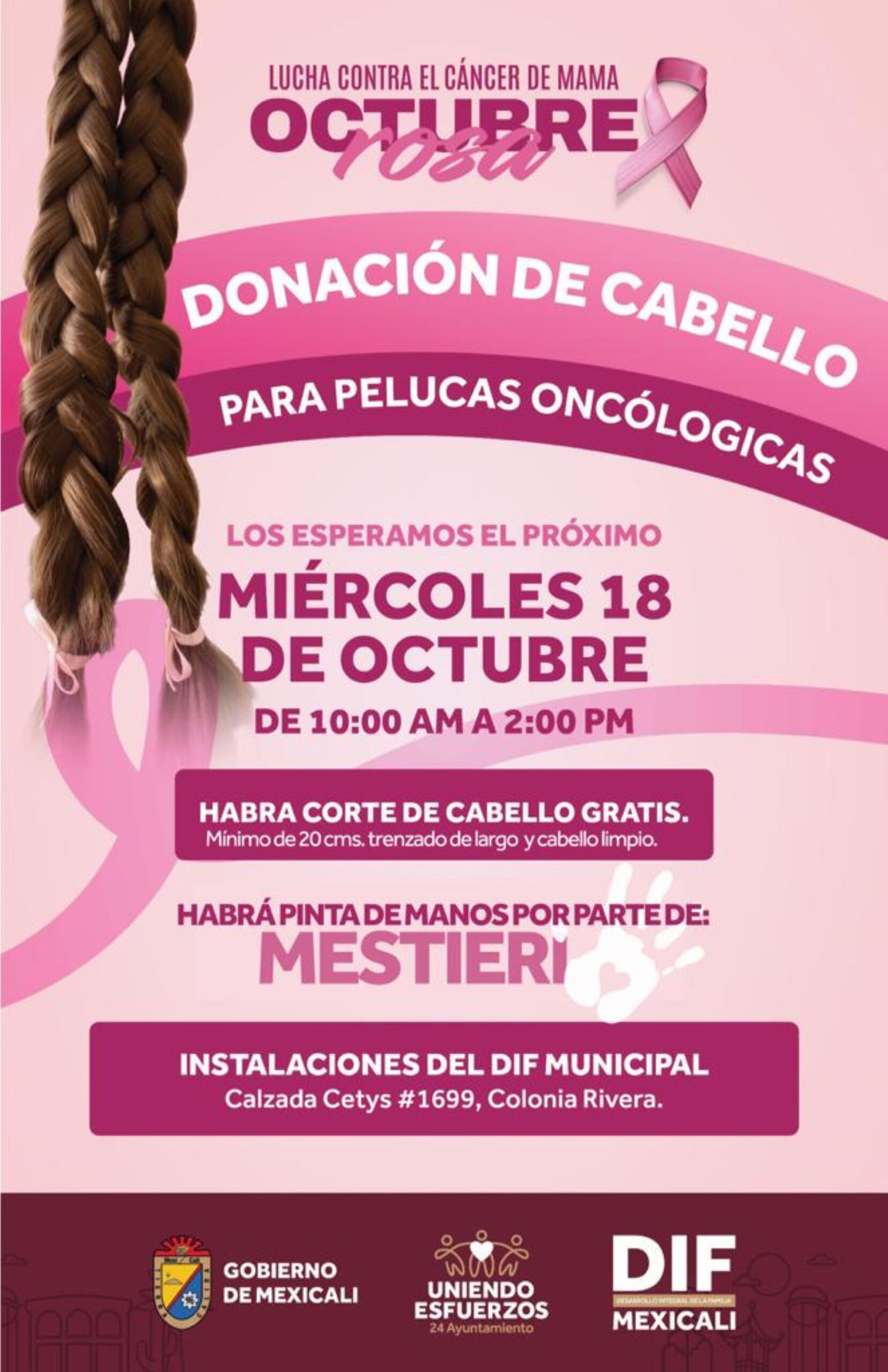 Invita DIF Municipal a donar cabello para apoyar a pacientes con cáncer de mama