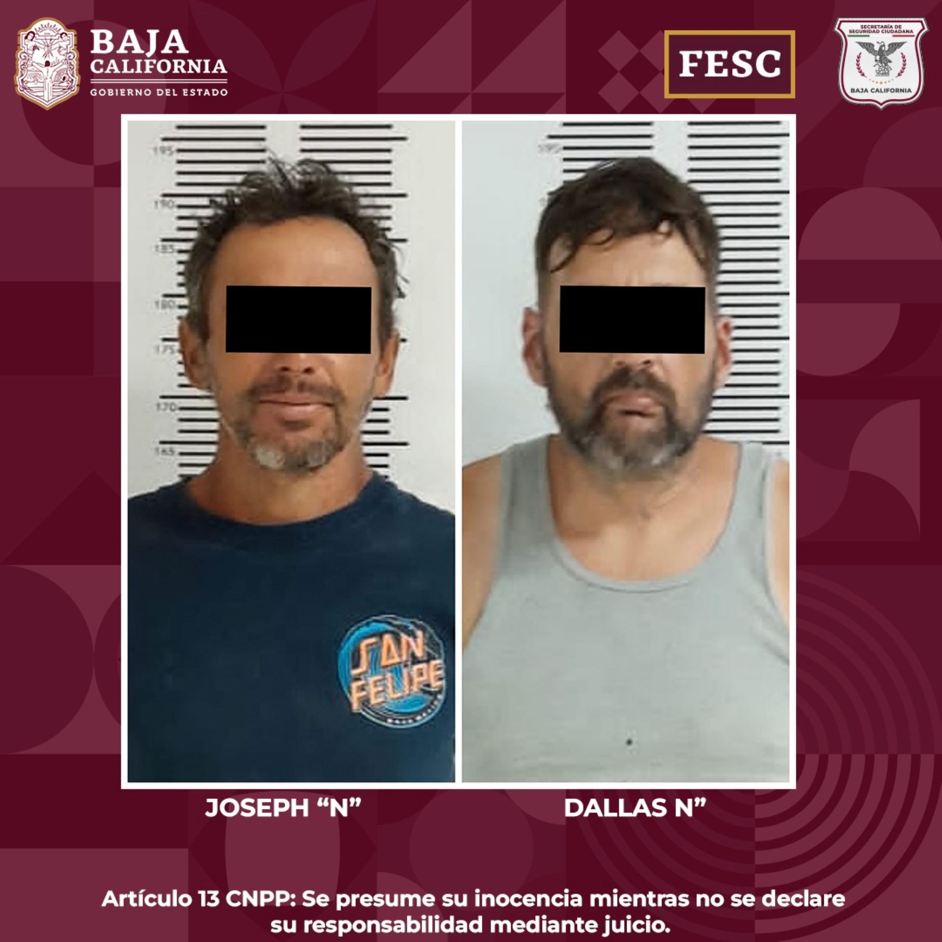 Detiene FESC en San Felipe a dos fugitivos de EU