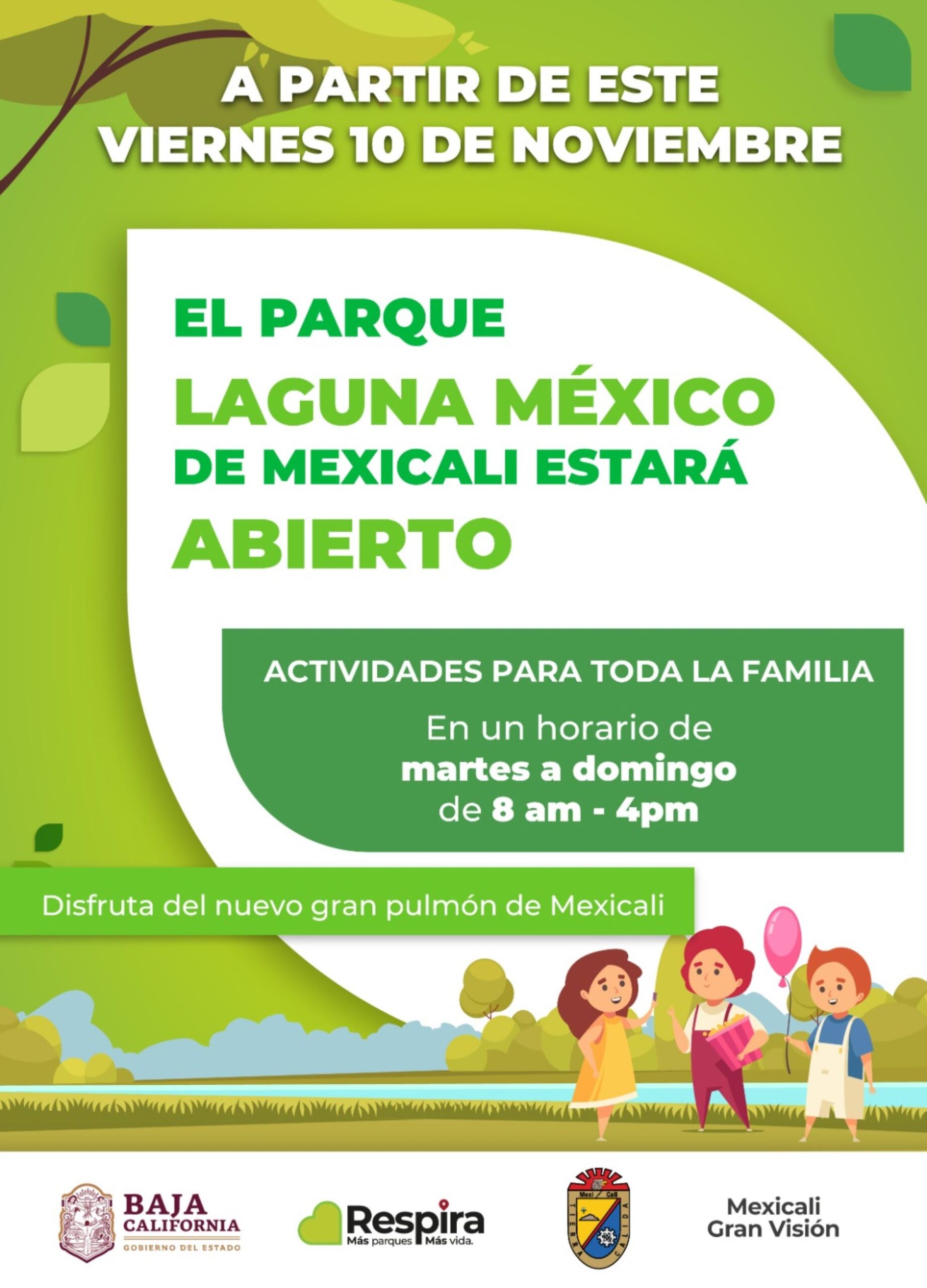 Listo el parque Laguna México a partir de este viernes