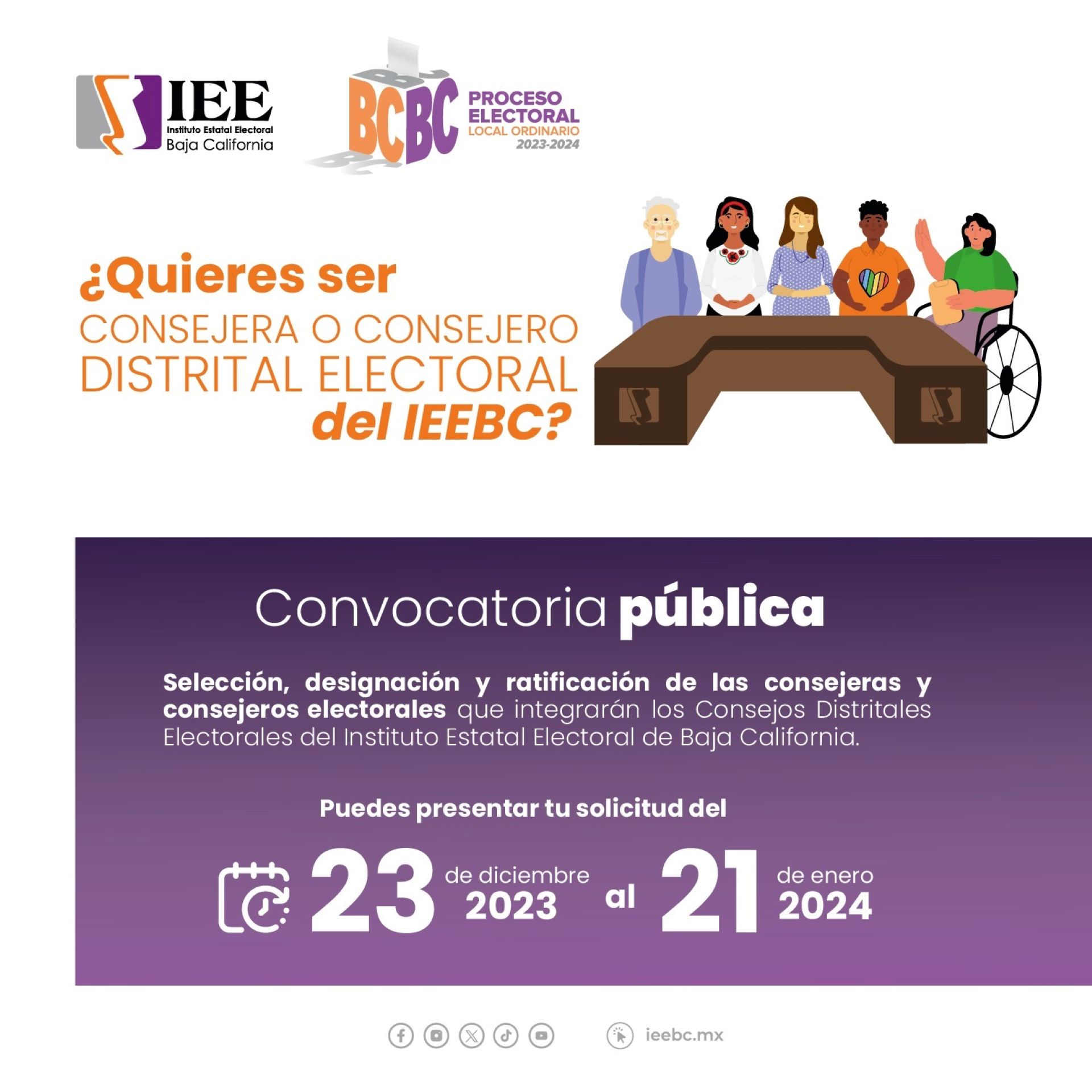 Invita IEEBC a ciudadanía a formar parte de los consejos distritales electorales