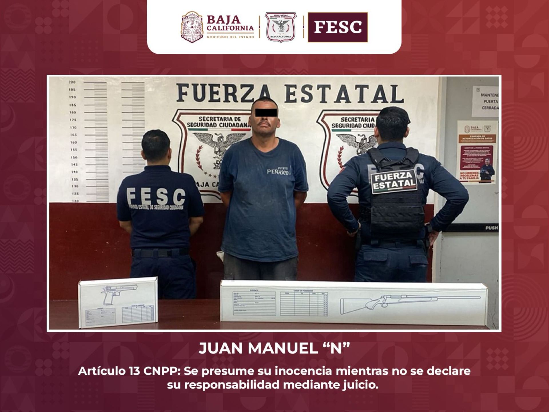 Tras denuncia ciudadana FESC logró detener a hombre armado en Mexicali