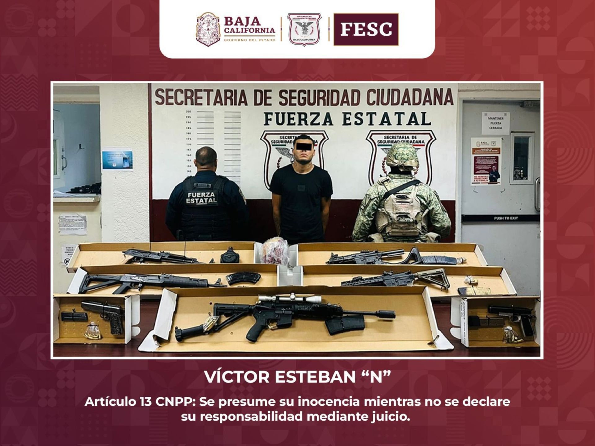 Aseguran FESC y Sedena arsenal de armas de fuego y detienen a un hombre en Tecate