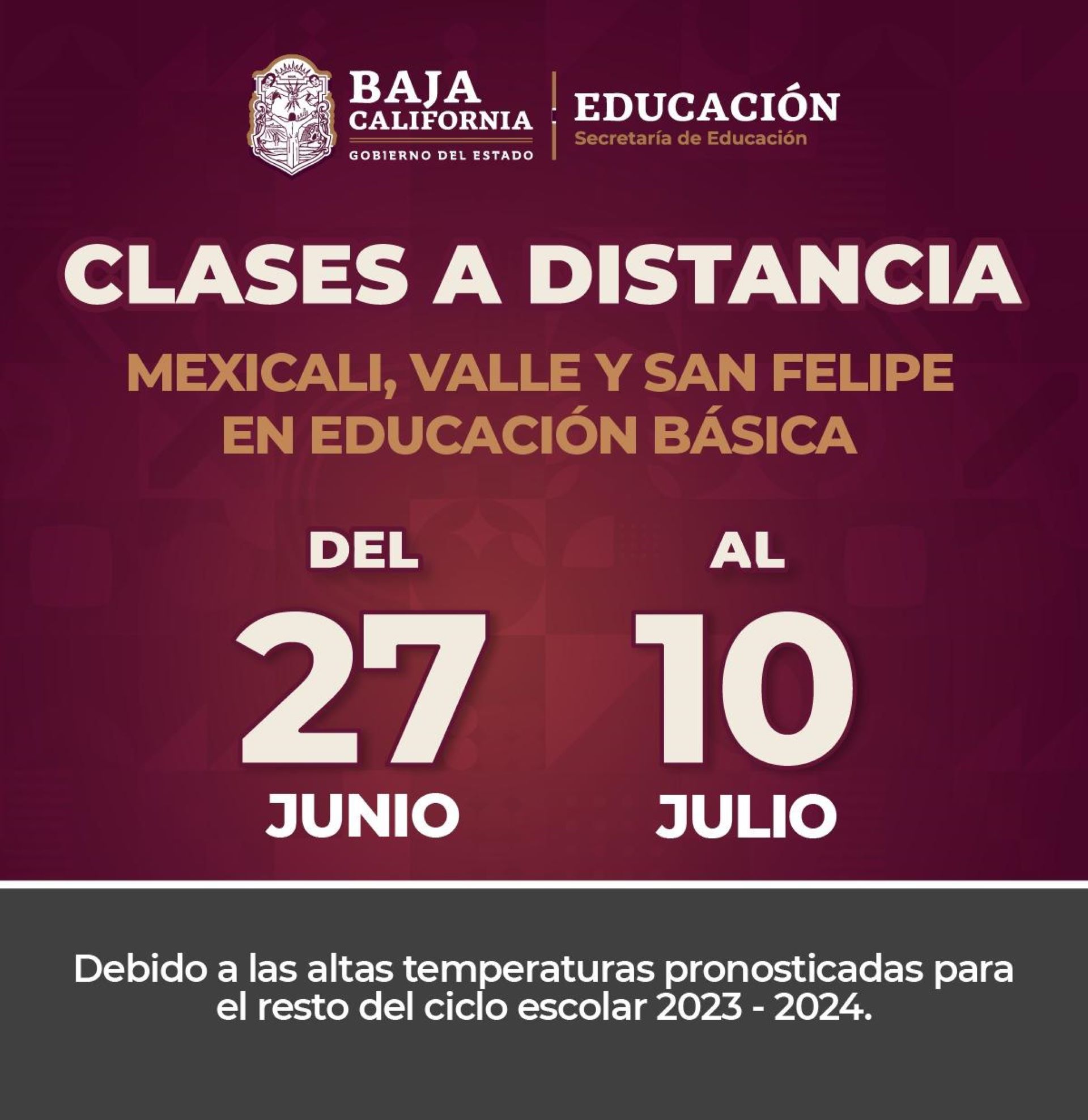 Anuncia gobernadora Marina del Pilar clases a distancia en Mexicali, su Valle y San Felipe por altas temperaturas