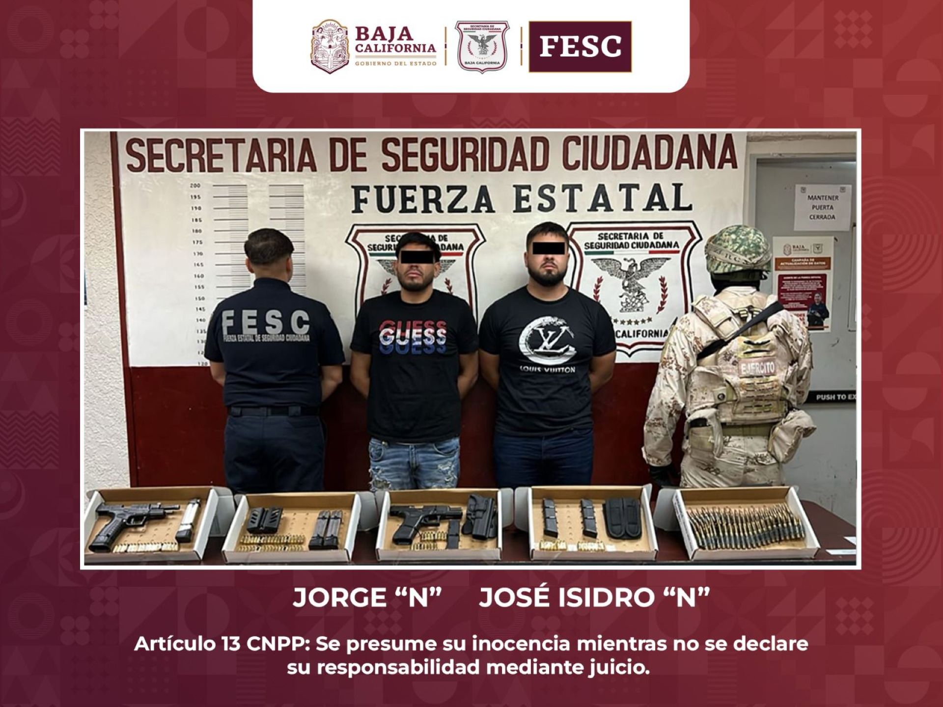 Logran FESC y SEDENA arresto de hombres armados en el Valle de Mexicali