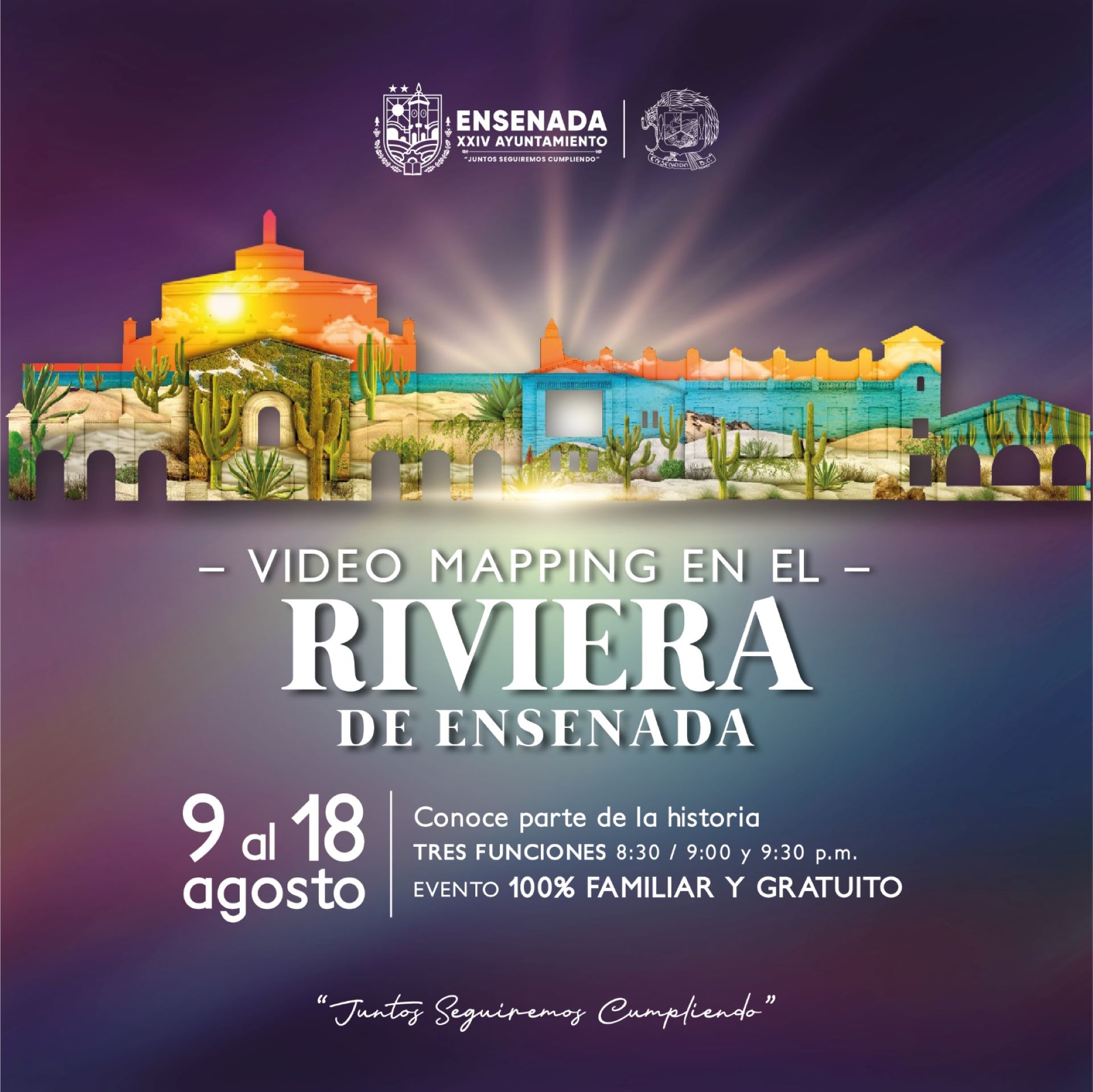 Invita Gobierno de Ensenada presenciar video mapping sobre historia del municipio