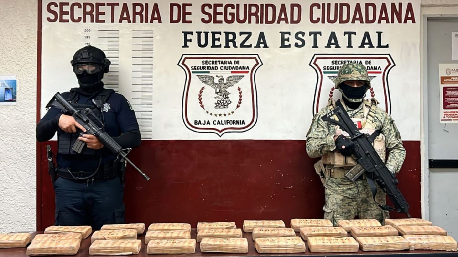 “Atoran” FESC y SEDENA armas de fuego y 26 kilos de cocaína en el Valle de Mexicali