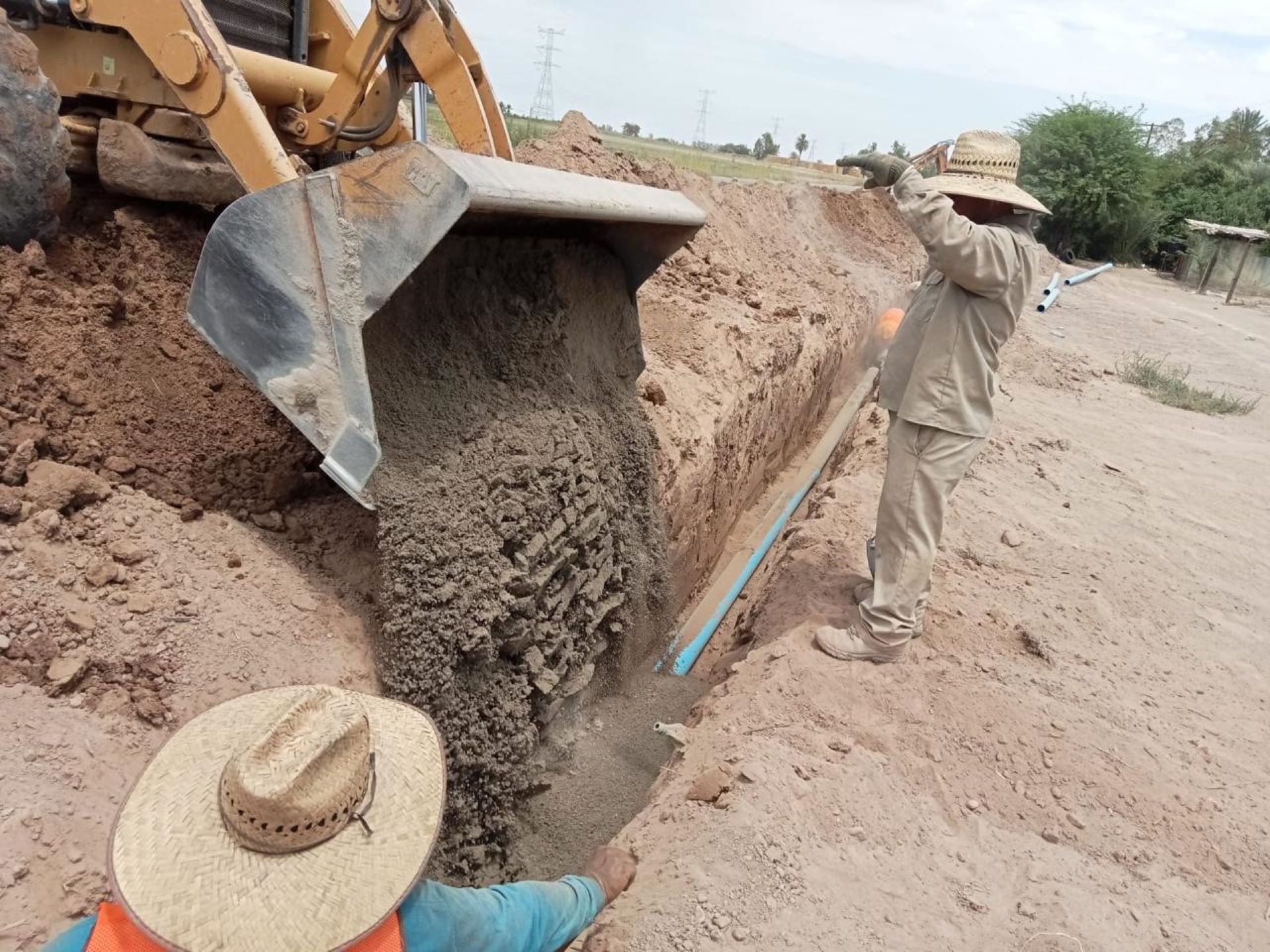 CESPM continúa la construcción de red de agua potable en el ejido Sombrerete, en Valle de Mexicali