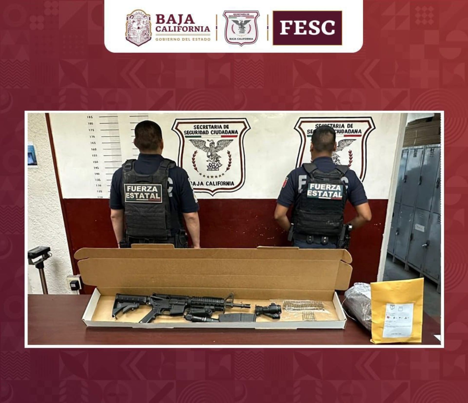 Localiza FESC fusil de asalto en el interior de vehículo con reporte de robo reciente en Mexicali