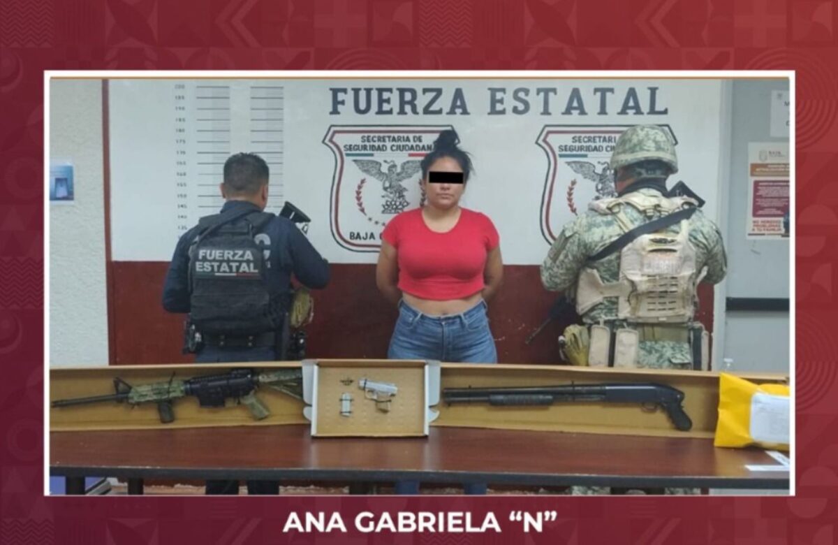 FESC y Sedena detienen a mujer en posesión de armas, granada y drogas en Mexicali