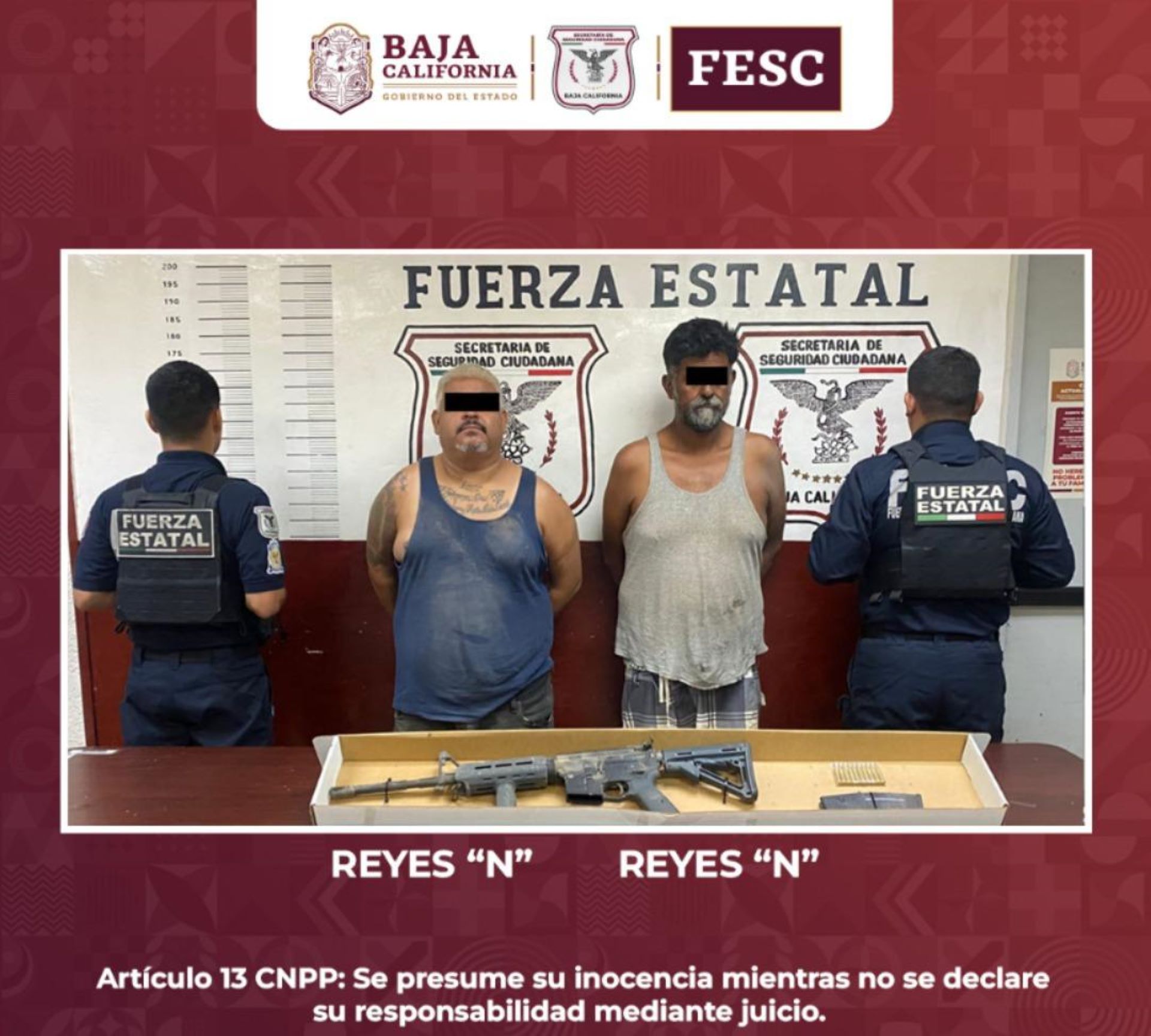 Persecución policiaca concluye con detención de dos hombres armados en el Valle Mexicali