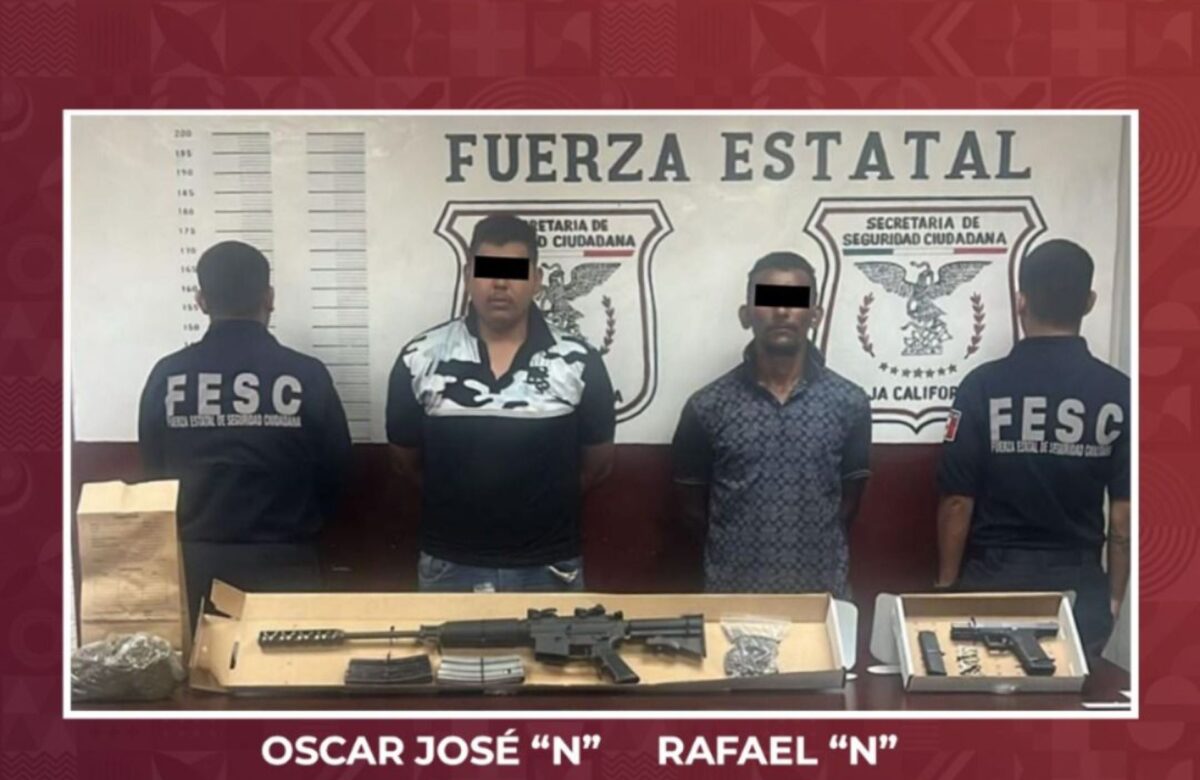 Detiene Fuerza Estatal a presuntos generadores de violencia en Tecate; les decomisan armas de fuego y droga