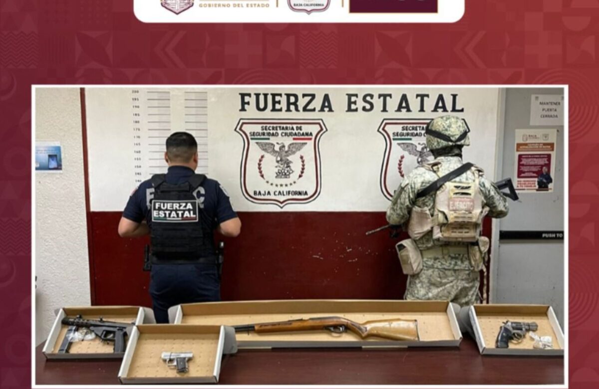 Con apoyo de denuncia ciudadana localizan FESC y SEDENA un costal con armas de fuego en el Valle de Mexicali