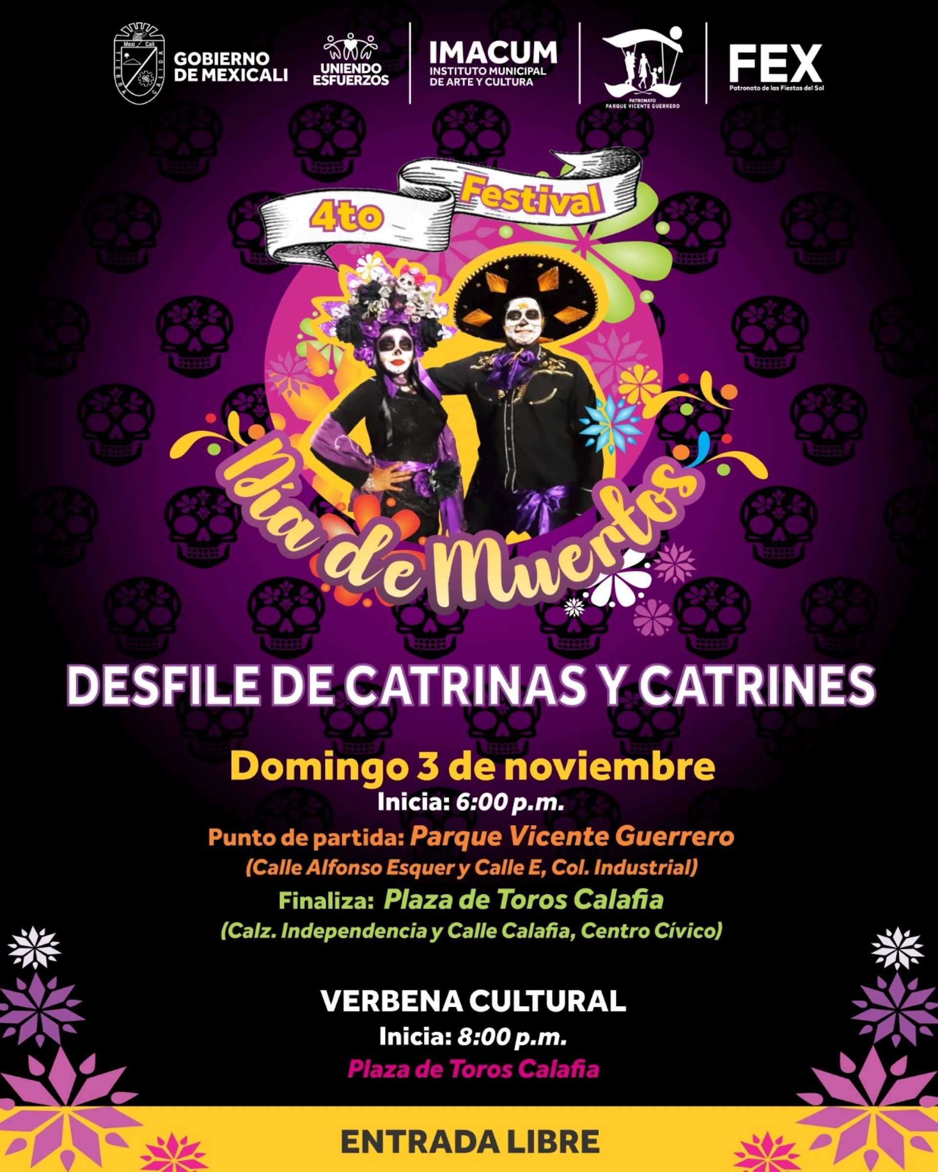 Gobierno de Mexicali invita a participar al desfile de catrinas y catrines