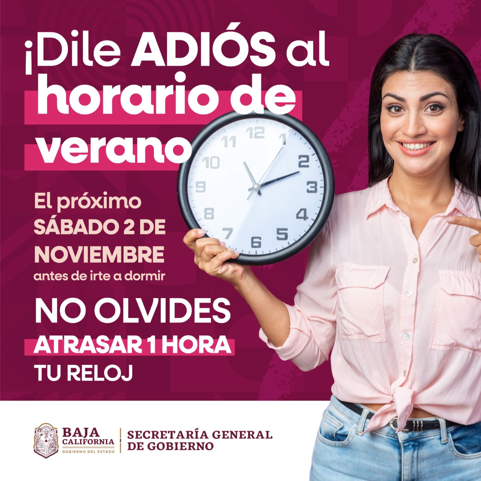 Invita Gobierno de Baja California a atrasar relojes este sábado 2 de noviembre