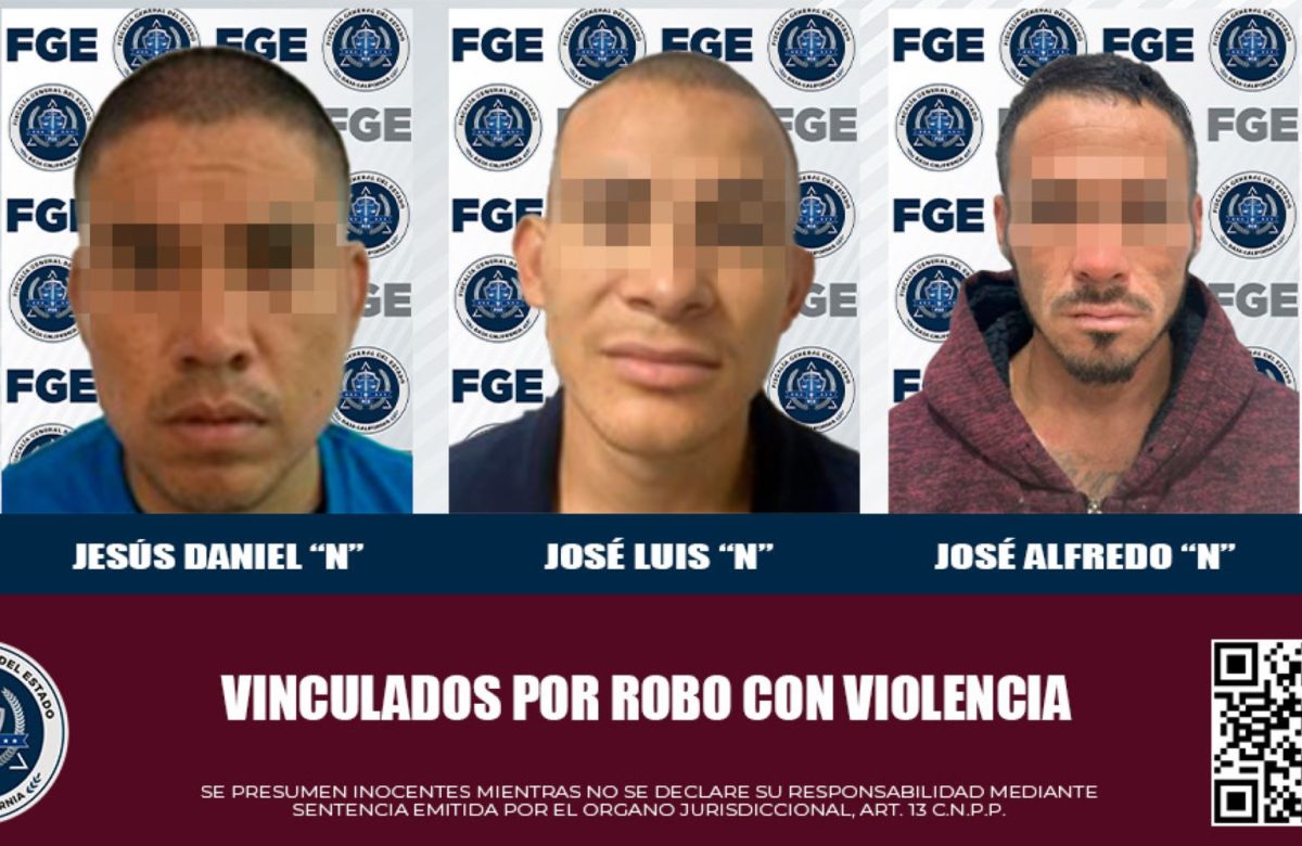 Logra FGE prisión preventiva contra imputados en robos con violencia