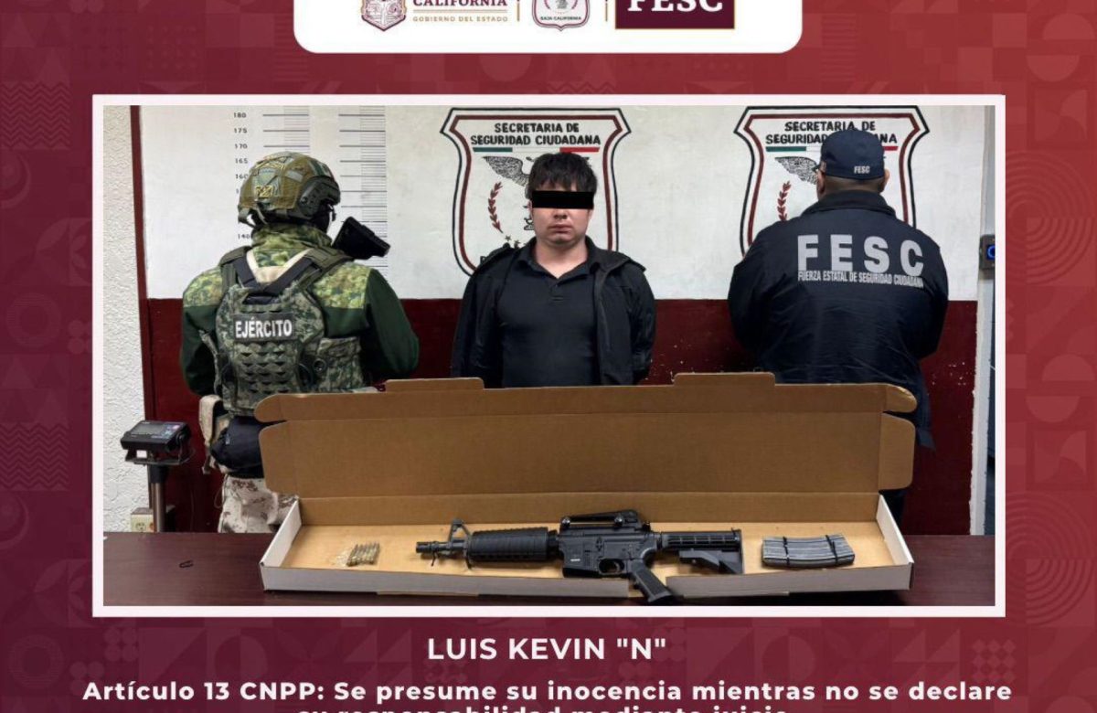 Aseguran FESC y Defensa arma de alto calibre en el Valle de Mexicali; Hay un hombre detenido