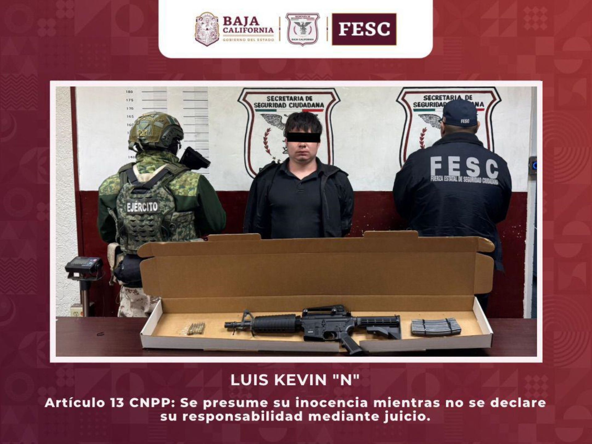 Aseguran FESC y Defensa arma de alto calibre en el Valle de Mexicali; Hay un hombre detenido