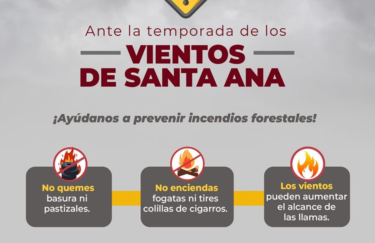 Advierte Gobierno de Ensenada sobre vientos de Santa Ana; Exhorta a la población a tomar precauciones