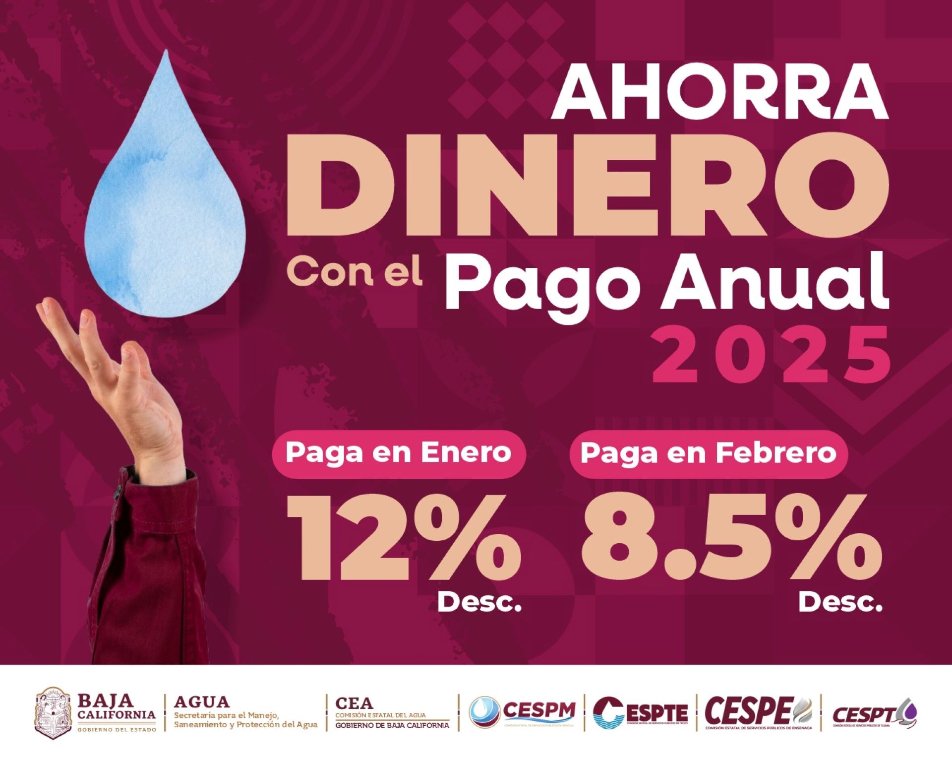 Invita Secretaría del Agua aprovechar el pago anual anticipado