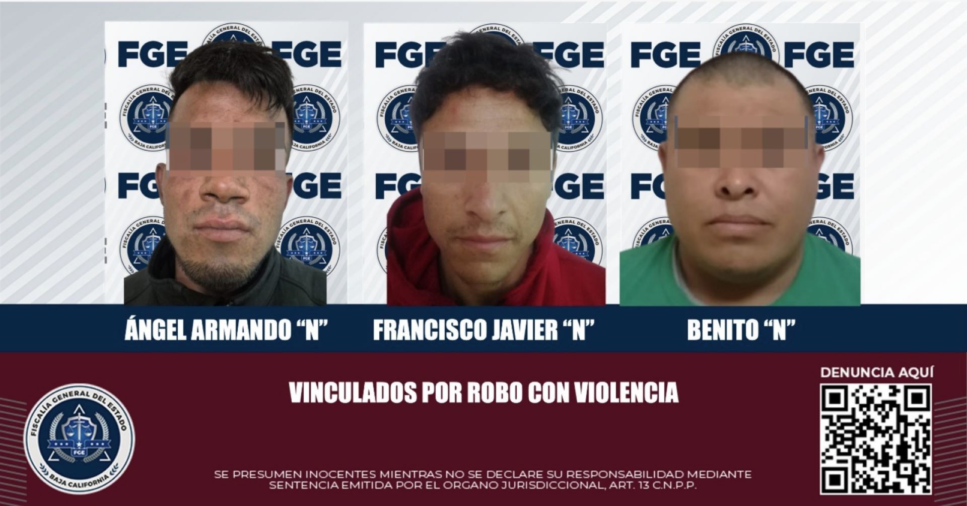 Inician proceso legal a tres individuos por robo con violencia