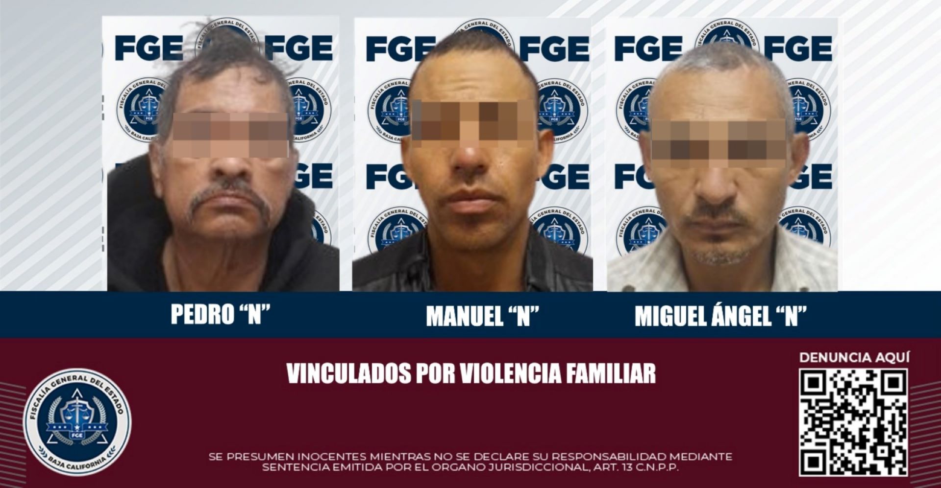 Tres hombres imputados por el delito de violencia familiar quedan en prisión