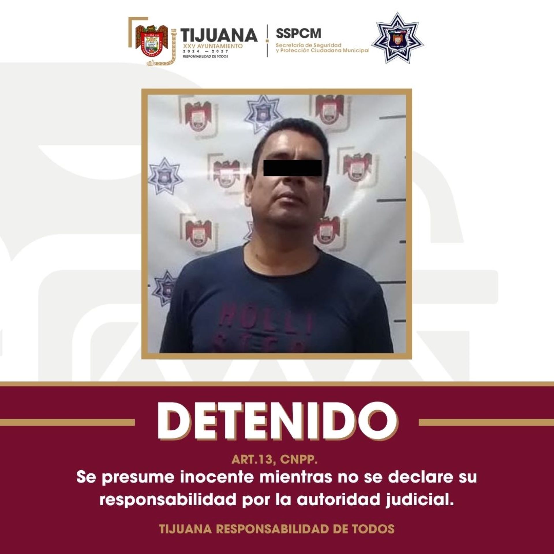 Arresta Policía Municipal de Tijuana a presunto agresor de su ex pareja e hija y por allanamiento de morada