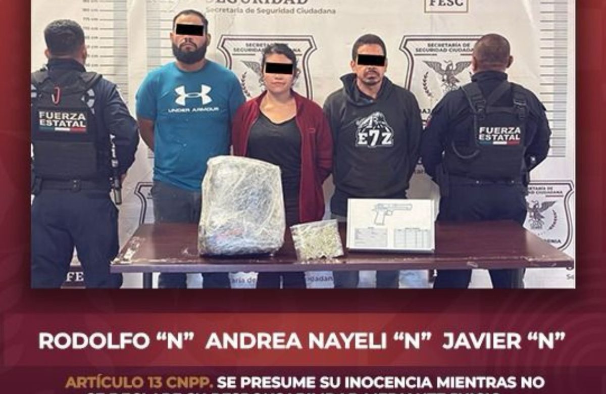 Asegura Fuerza Estatal un arma de fuego y chalecos tácticos en Tijuana; Hay tres personas detenidas