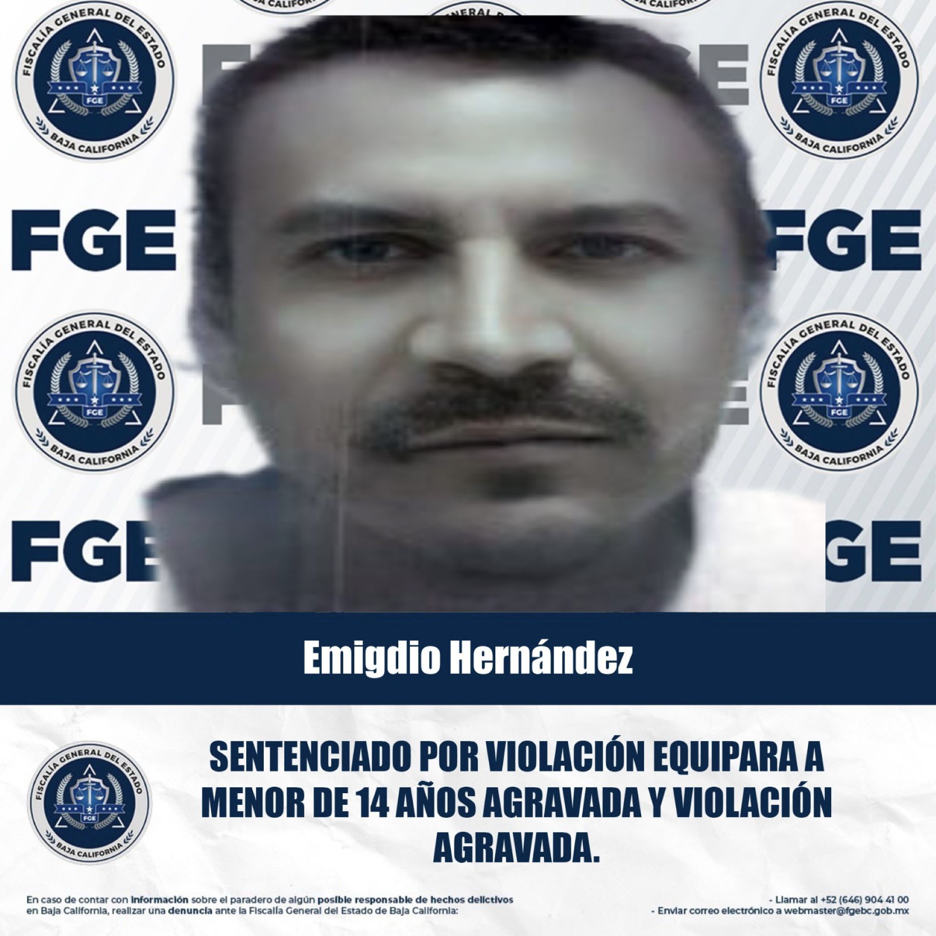 Hombre sentenciado a 16 años de prisión por delito violación